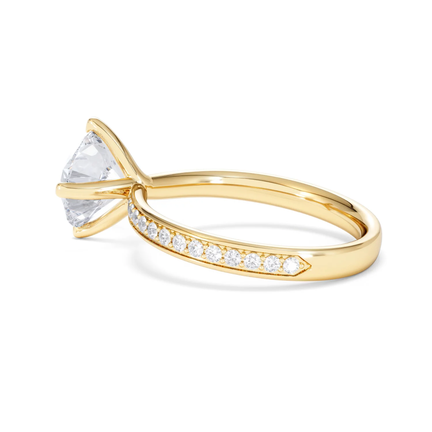 Origin Twist 2.00ct Round Cut Lab Diamond Solitaire Engagement Ring with Side Stones in 18K Yellow Gold - Image 64
