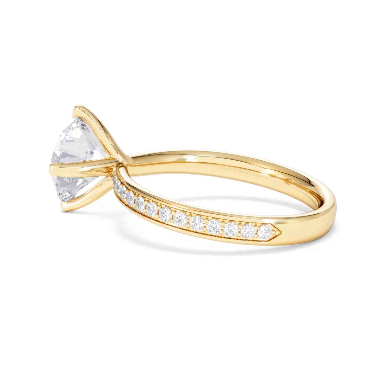 Origin Twist 2.00ct Round Cut Lab Diamond Solitaire Engagement Ring with Side Stones in 18K Yellow Gold - Image 65