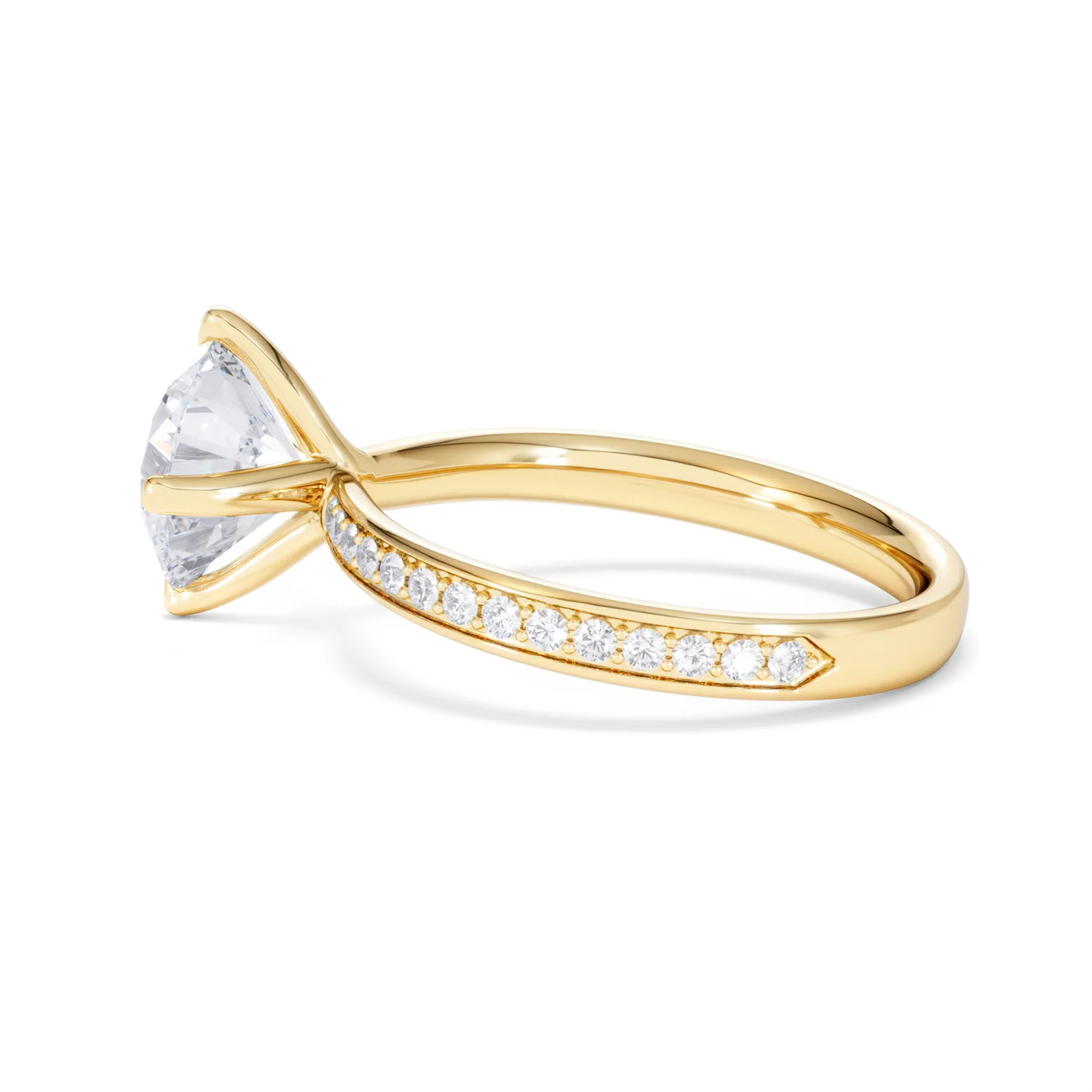 Origin Twist 2.00ct Round Cut Lab Diamond Solitaire Engagement Ring with Side Stones in 18K Yellow Gold - Image 66