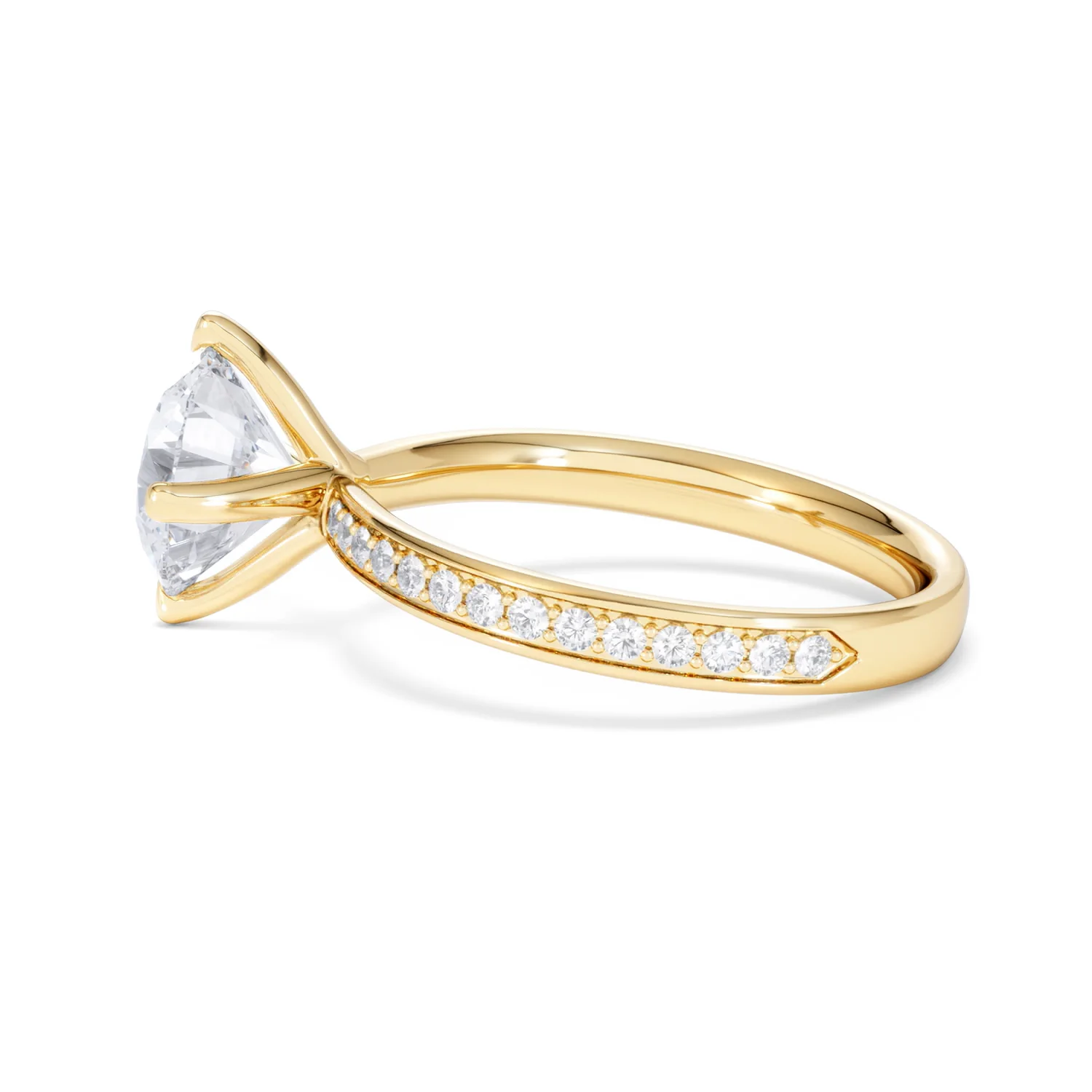 Origin Twist 2.00ct Round Cut Lab Diamond Solitaire Engagement Ring with Side Stones in 18K Yellow Gold - Image 67