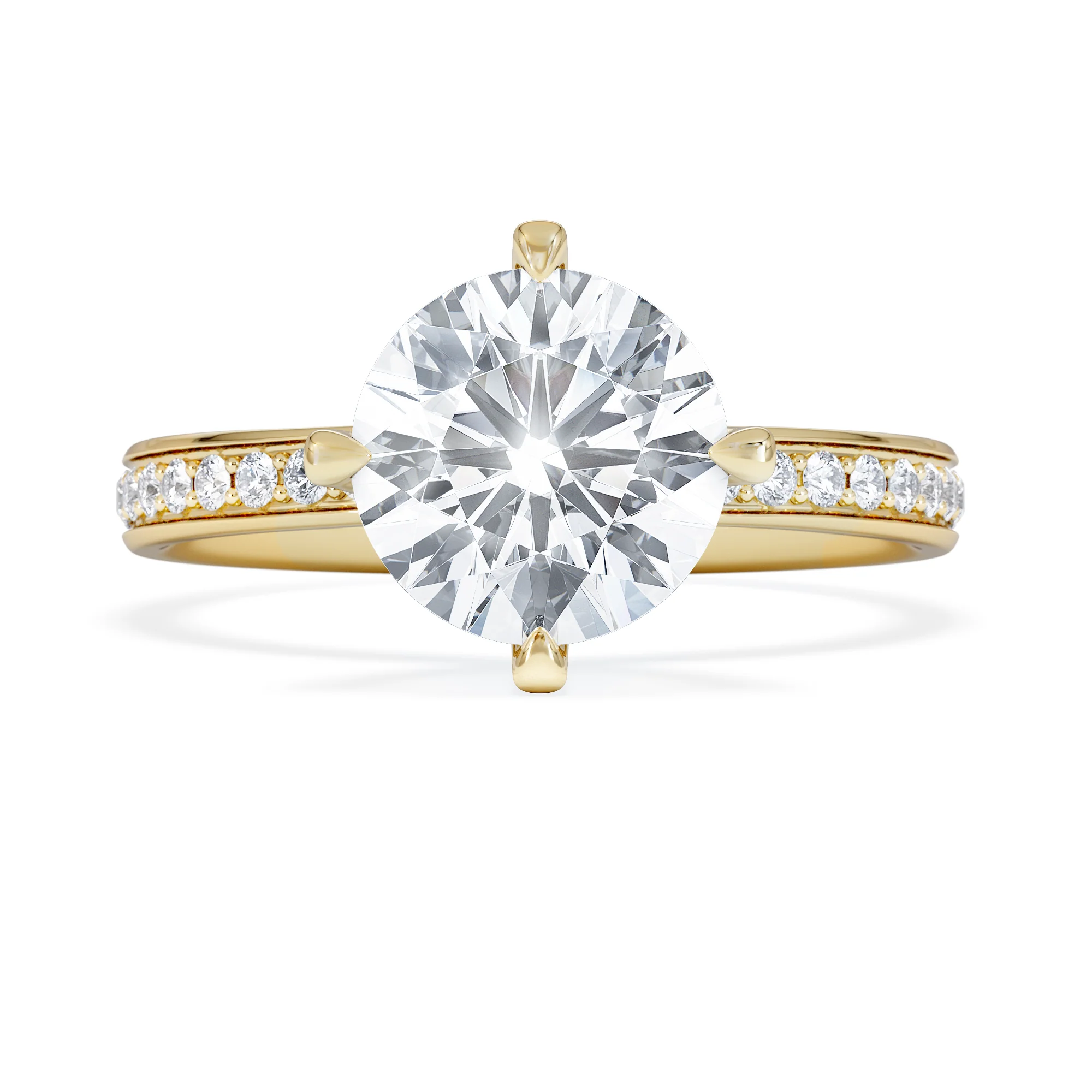 Origin Twist 2.00ct Round Cut Lab Diamond Solitaire Engagement Ring with Side Stones in 18K Yellow Gold - Image 7