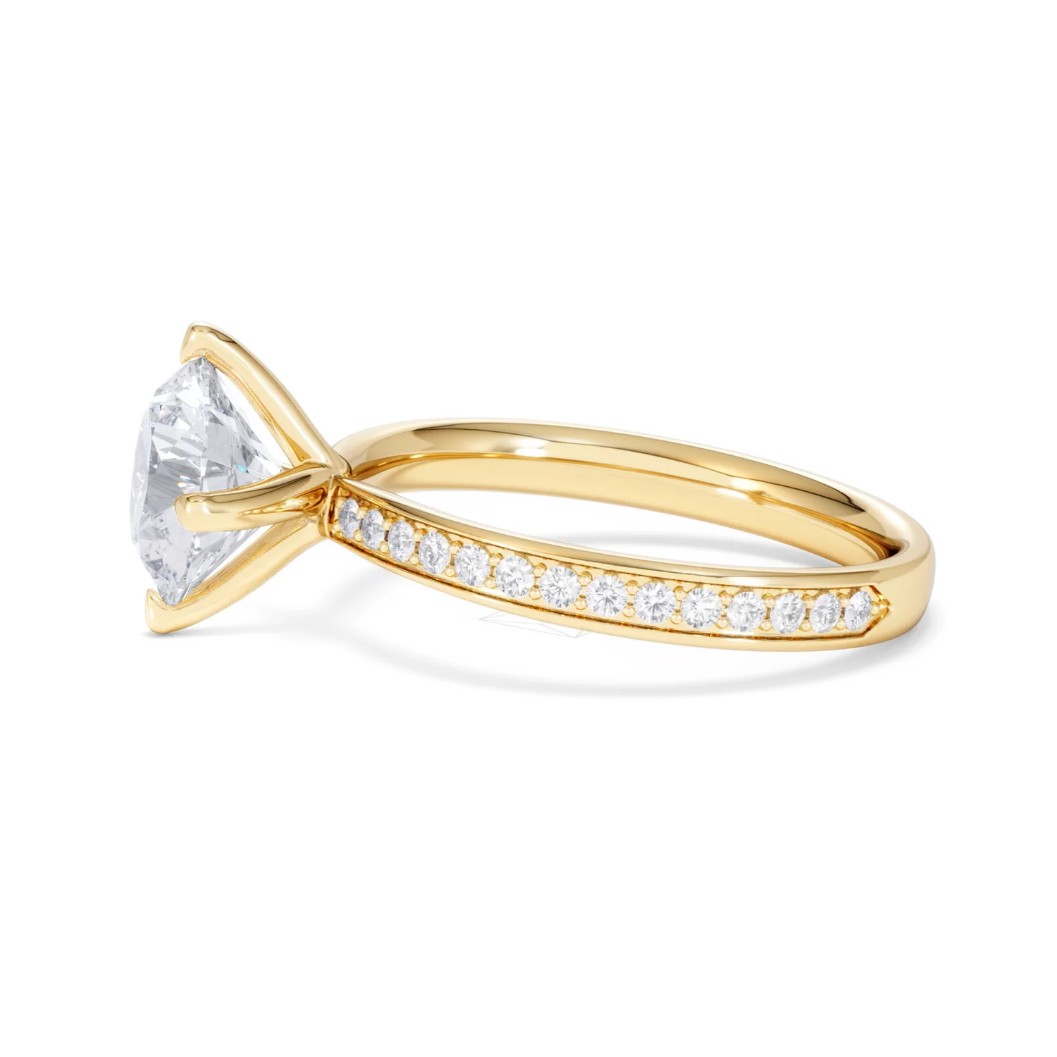 Origin Twist 2.00ct Round Cut Lab Diamond Solitaire Engagement Ring with Side Stones in 18K Yellow Gold - Image 71