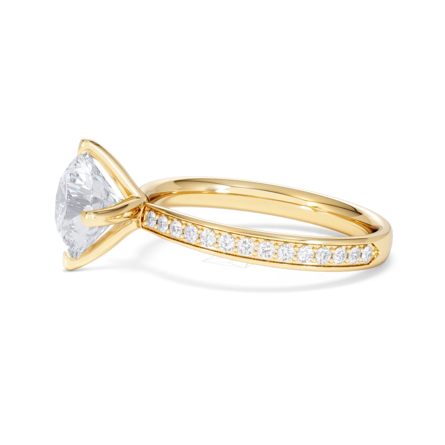 Origin Twist 2.00ct Round Cut Lab Diamond Solitaire Engagement Ring with Side Stones in 18K Yellow Gold - Image 72