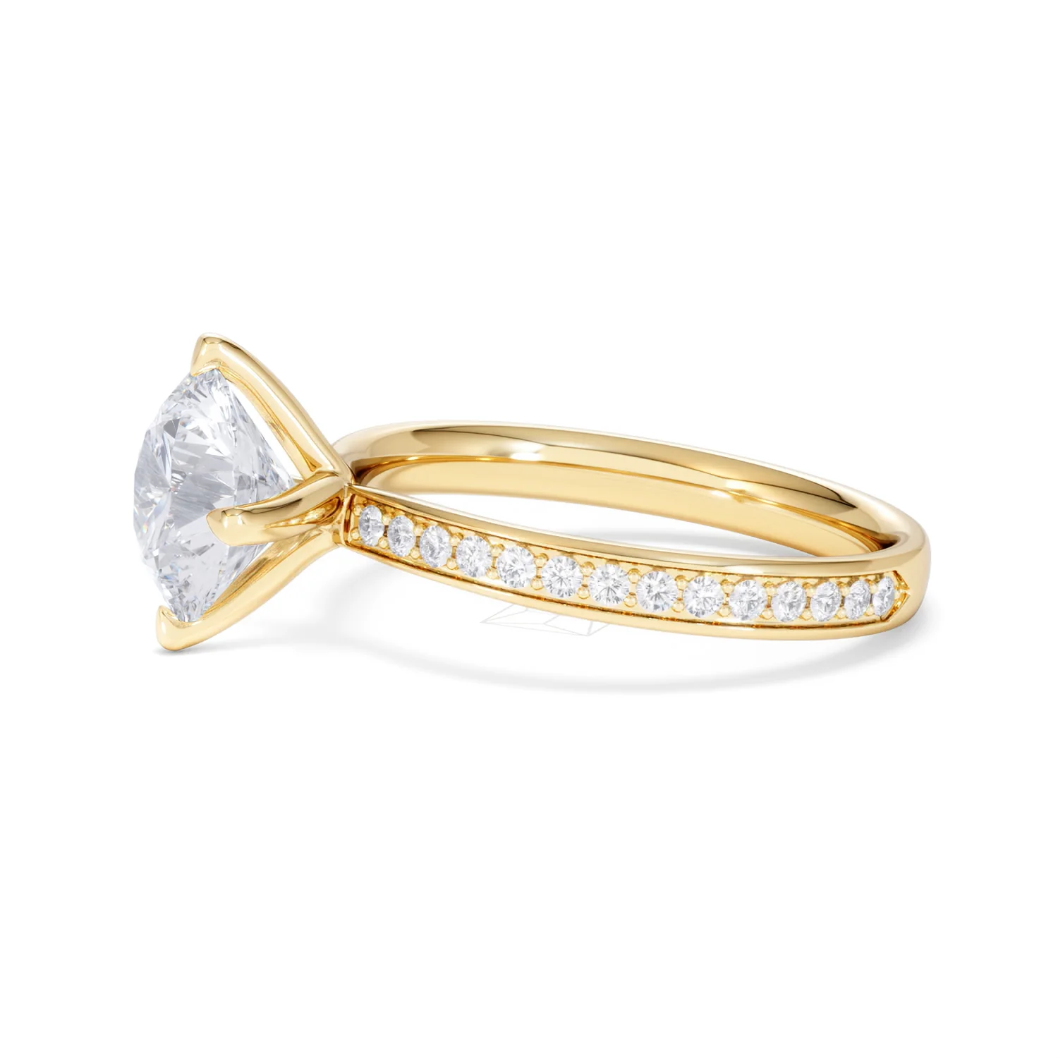 Origin Twist 2.00ct Round Cut Lab Diamond Solitaire Engagement Ring with Side Stones in 18K Yellow Gold - Image 73