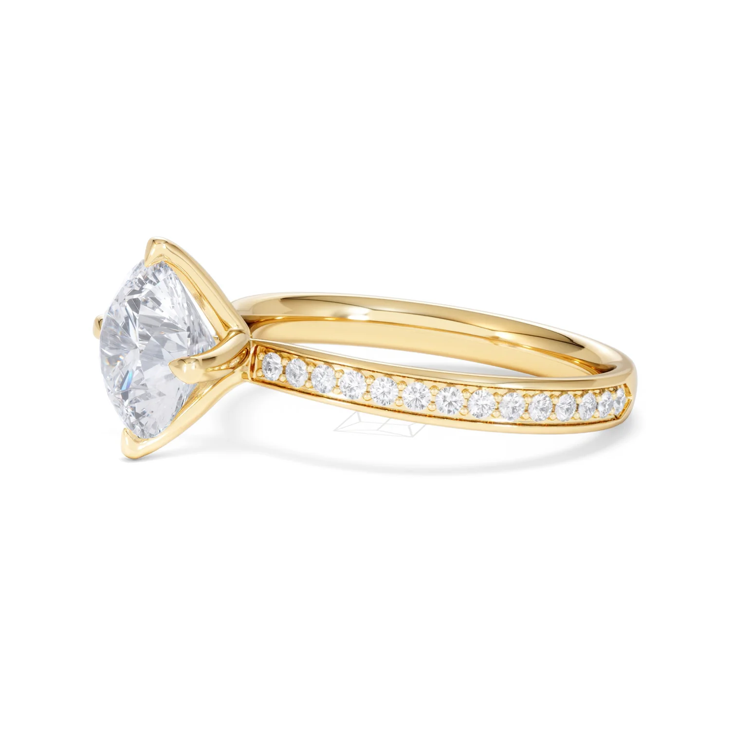 Origin Twist 2.00ct Round Cut Lab Diamond Solitaire Engagement Ring with Side Stones in 18K Yellow Gold - Image 75