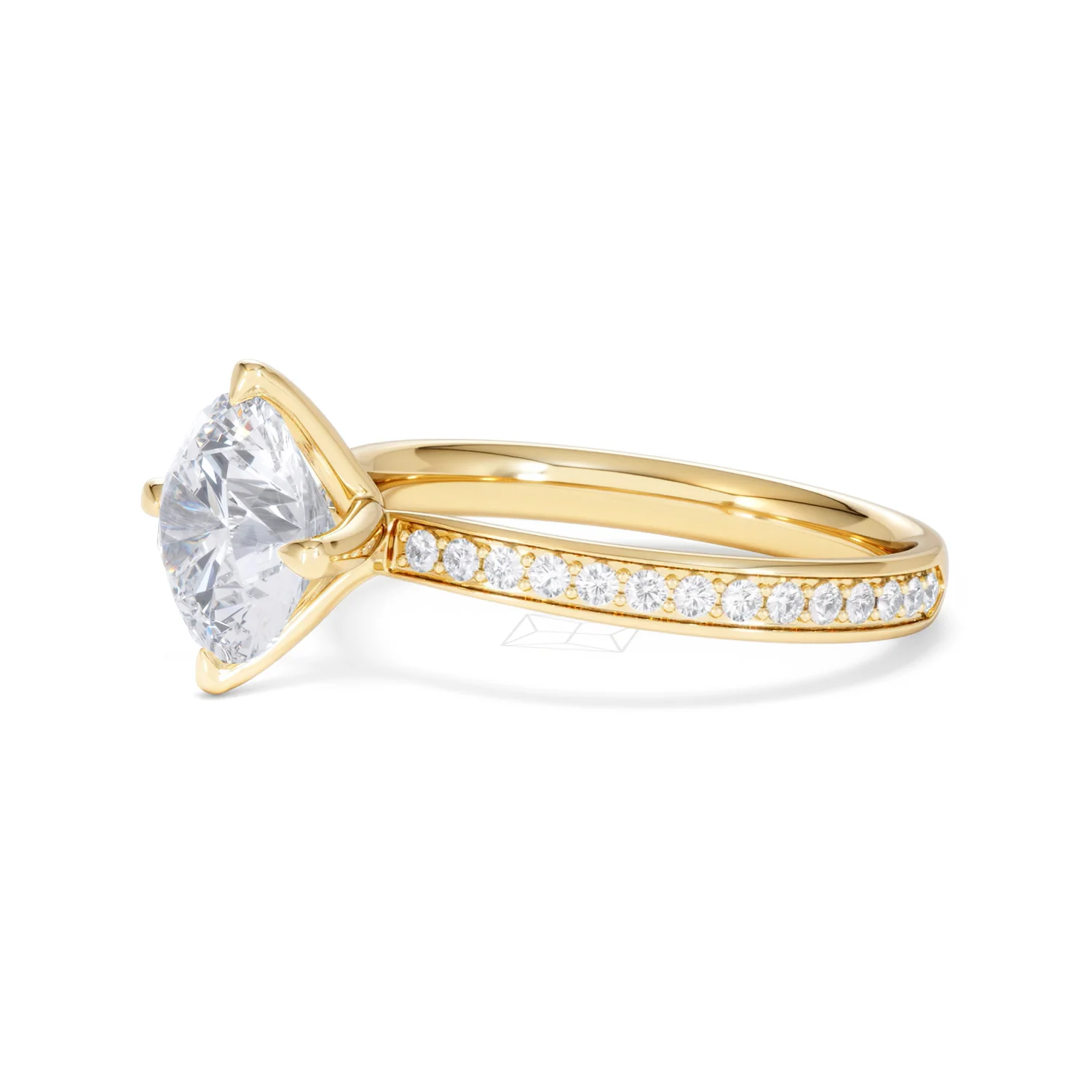 Origin Twist 2.00ct Round Cut Lab Diamond Solitaire Engagement Ring with Side Stones in 18K Yellow Gold - Image 76