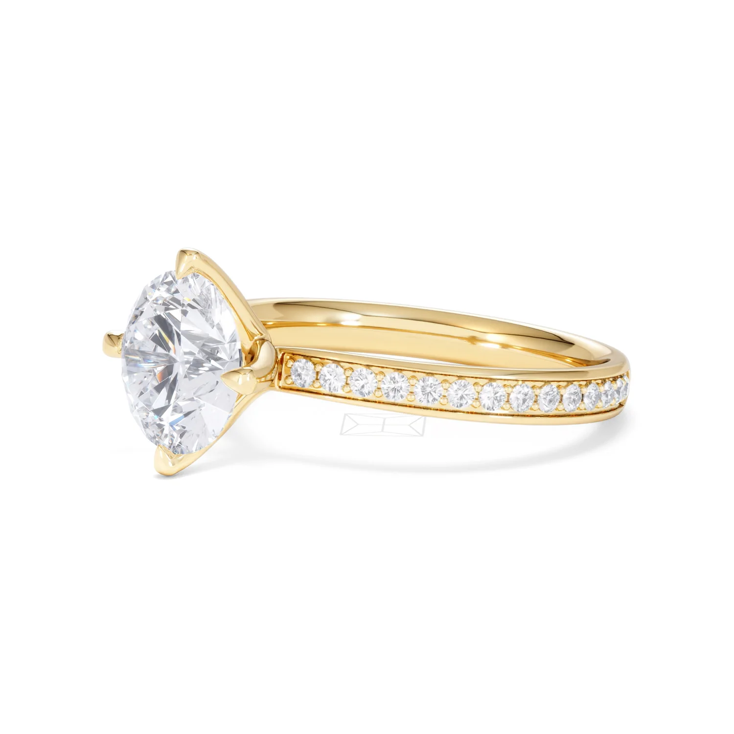 Origin Twist 2.00ct Round Cut Lab Diamond Solitaire Engagement Ring with Side Stones in 18K Yellow Gold - Image 78