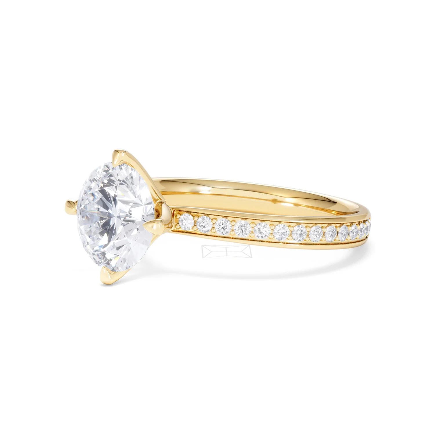 Origin Twist 2.00ct Round Cut Lab Diamond Solitaire Engagement Ring with Side Stones in 18K Yellow Gold - Image 79
