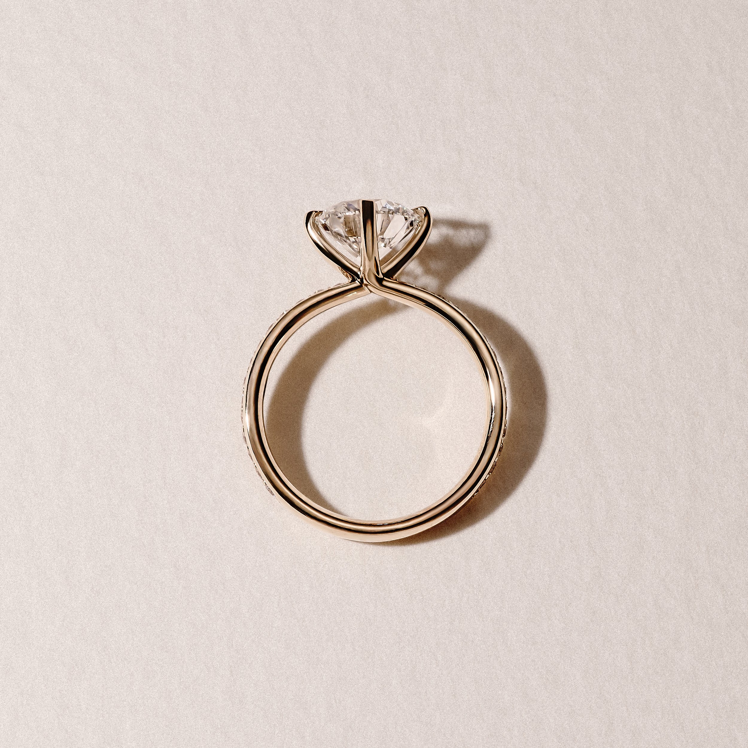 Origin Twist 2.00ct Round Cut Lab Diamond Solitaire Engagement Ring with Side Stones in 18K Yellow Gold - Image 8