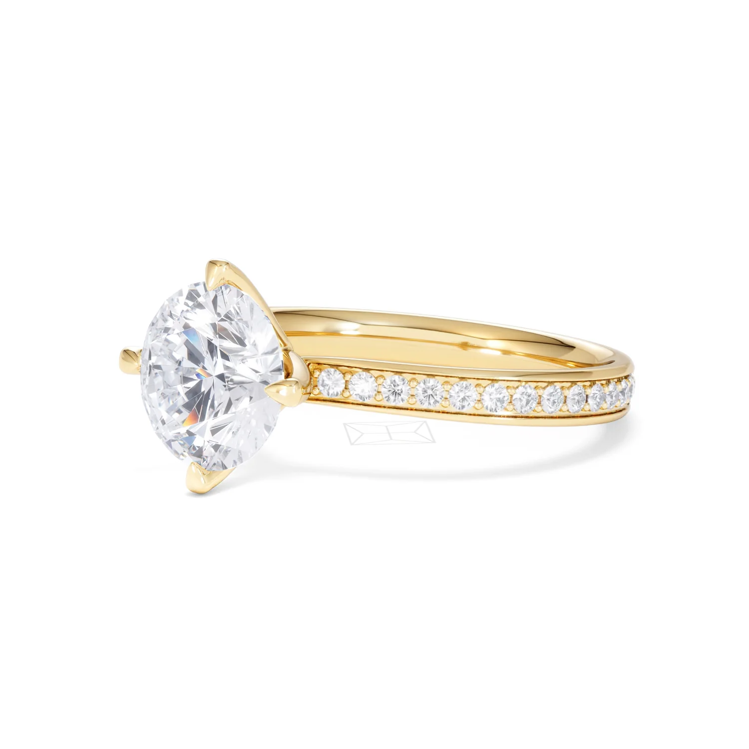 Origin Twist 2.00ct Round Cut Lab Diamond Solitaire Engagement Ring with Side Stones in 18K Yellow Gold - Image 80