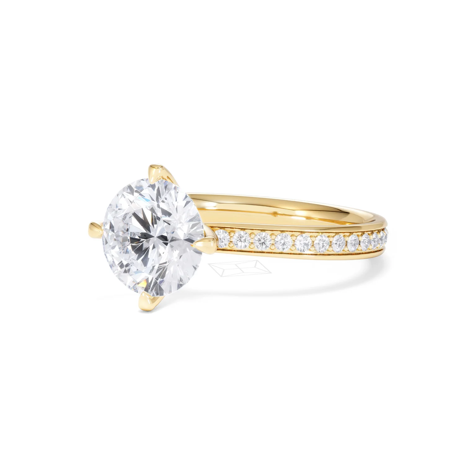 Origin Twist 2.00ct Round Cut Lab Diamond Solitaire Engagement Ring with Side Stones in 18K Yellow Gold - Image 82