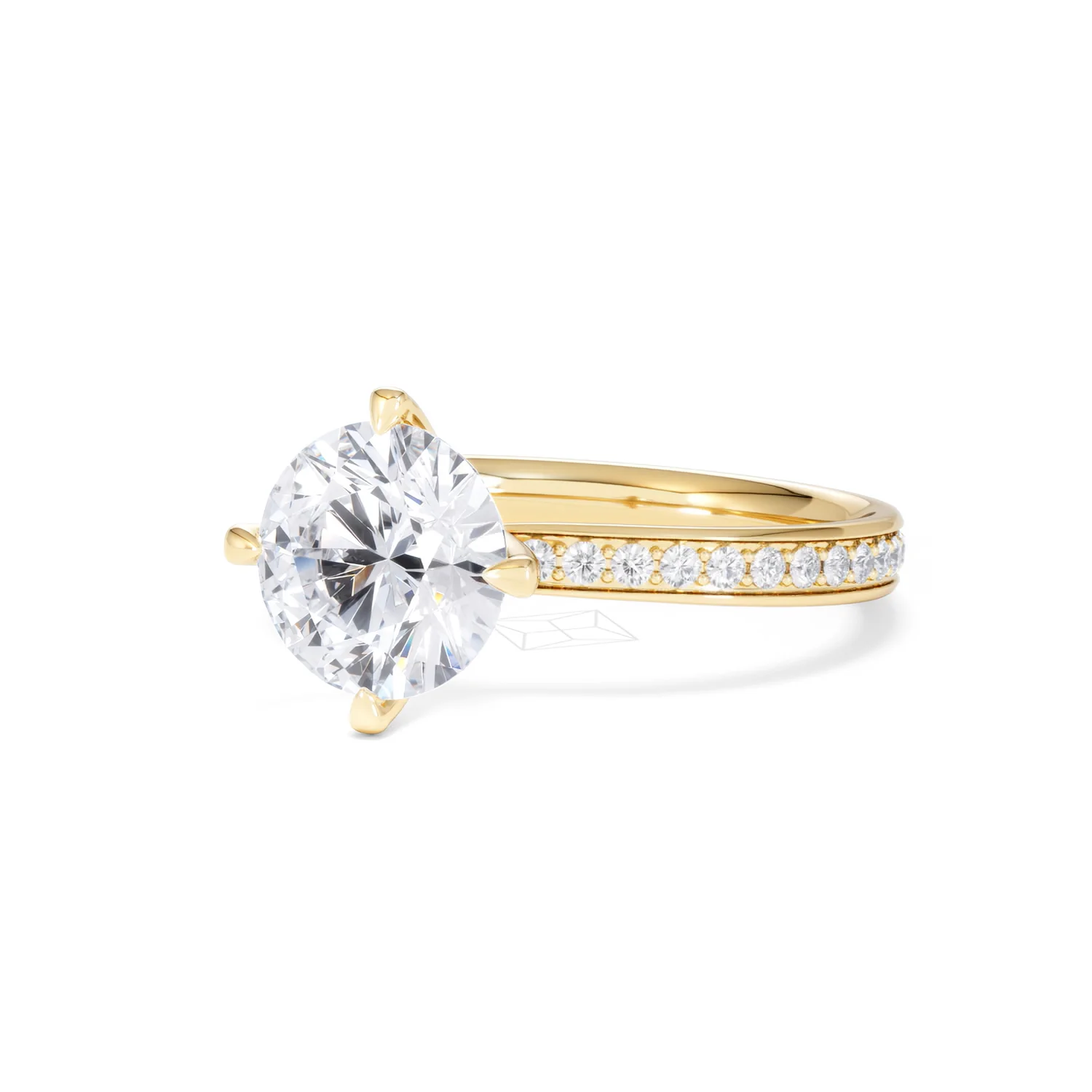 Origin Twist 2.00ct Round Cut Lab Diamond Solitaire Engagement Ring with Side Stones in 18K Yellow Gold - Image 83