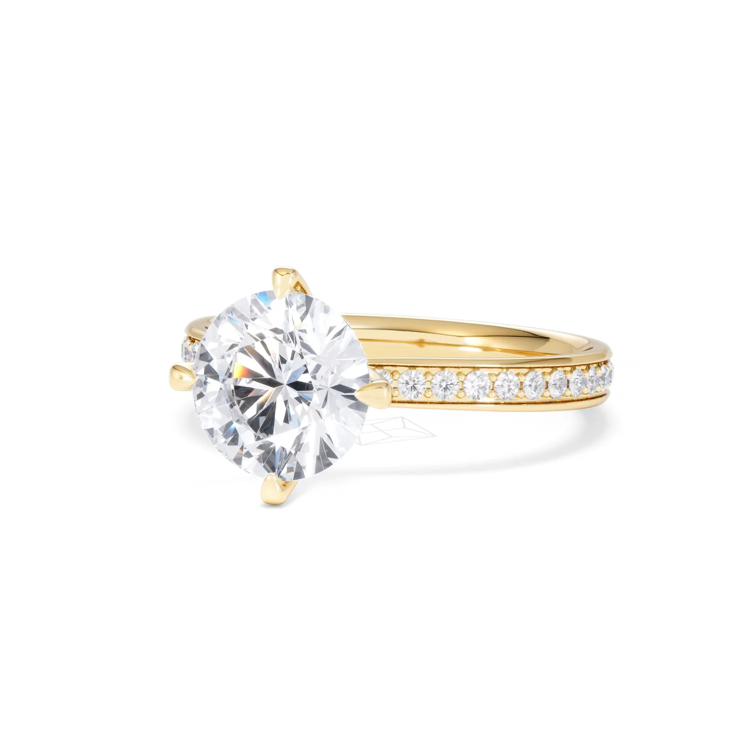 Origin Twist 2.00ct Round Cut Lab Diamond Solitaire Engagement Ring with Side Stones in 18K Yellow Gold - Image 84