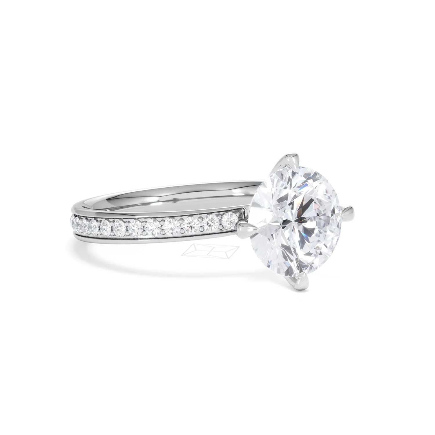 Origin Twist 2.00ct Round Cut Lab Diamond Solitaire Engagement Ring with Side Stones in Platinum - Image 16