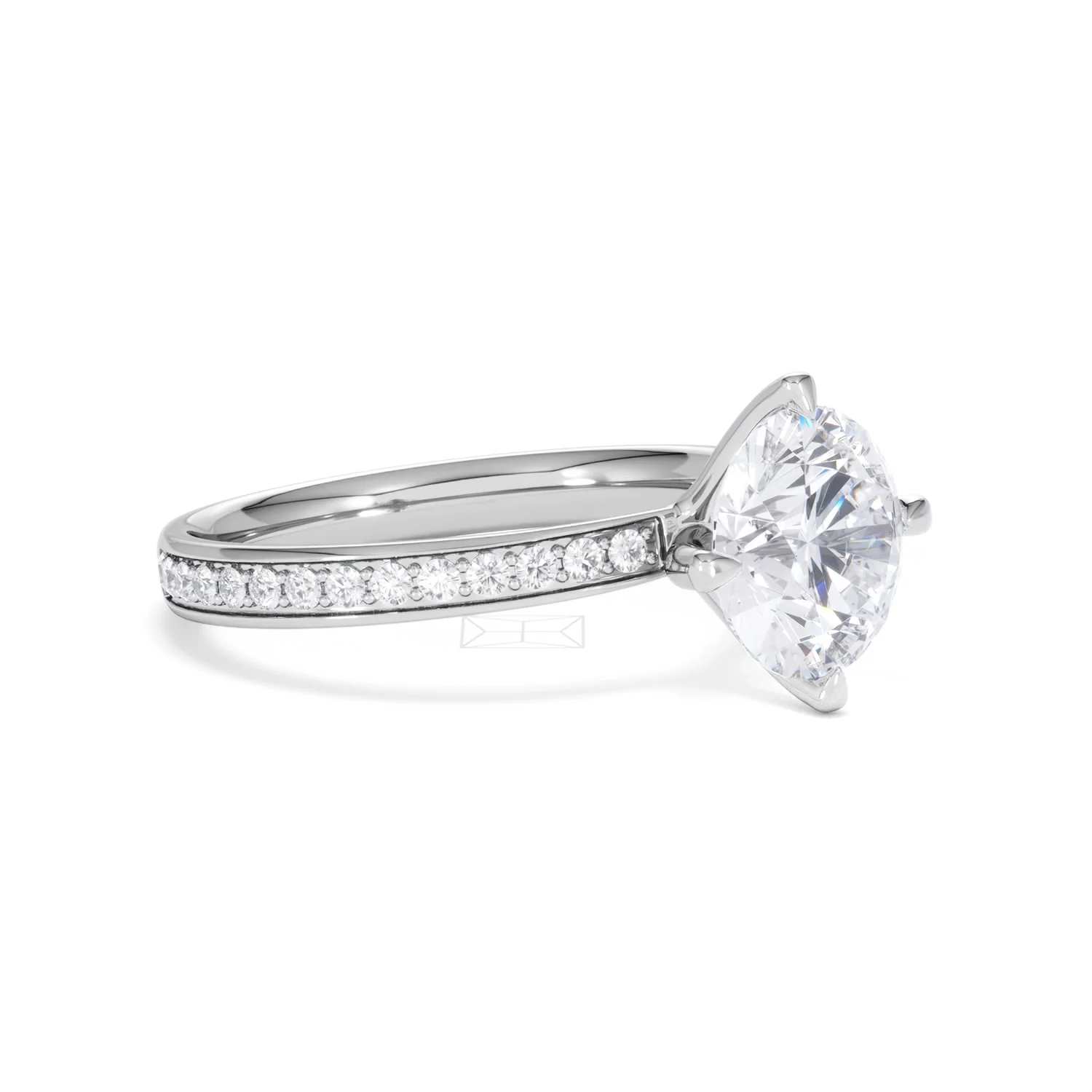 Origin Twist 2.00ct Round Cut Lab Diamond Solitaire Engagement Ring with Side Stones in Platinum - Image 19