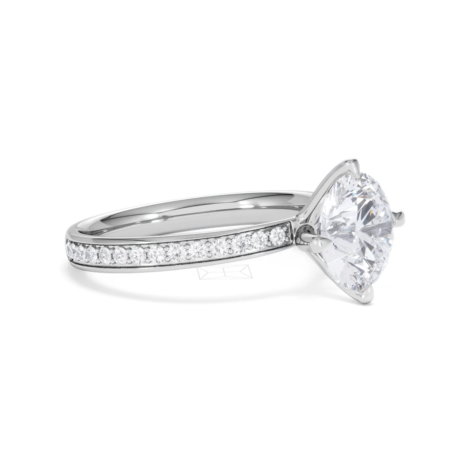 Origin Twist 2.00ct Round Cut Lab Diamond Solitaire Engagement Ring with Side Stones in Platinum - Image 20