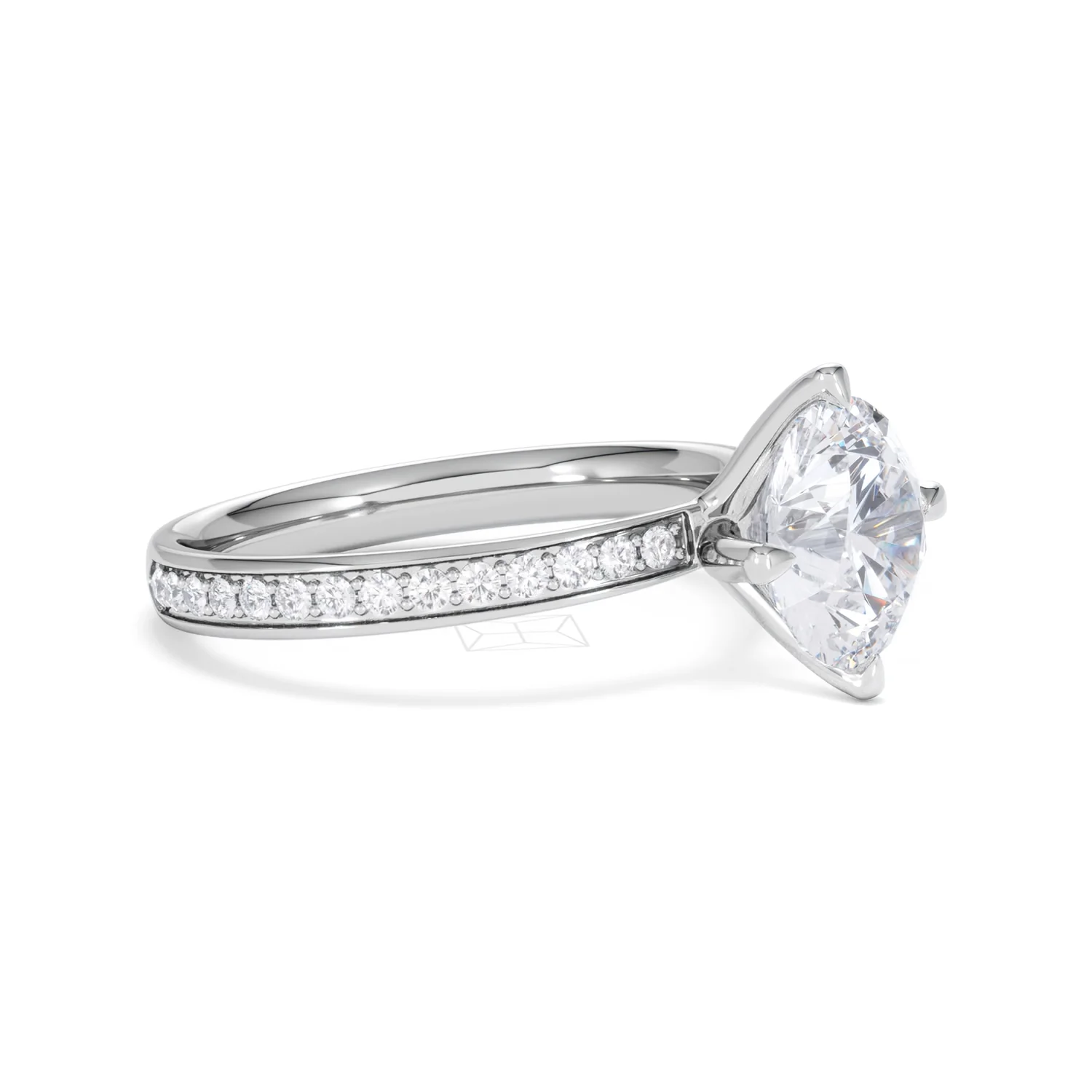 Origin Twist 2.00ct Round Cut Lab Diamond Solitaire Engagement Ring with Side Stones in Platinum - Image 21