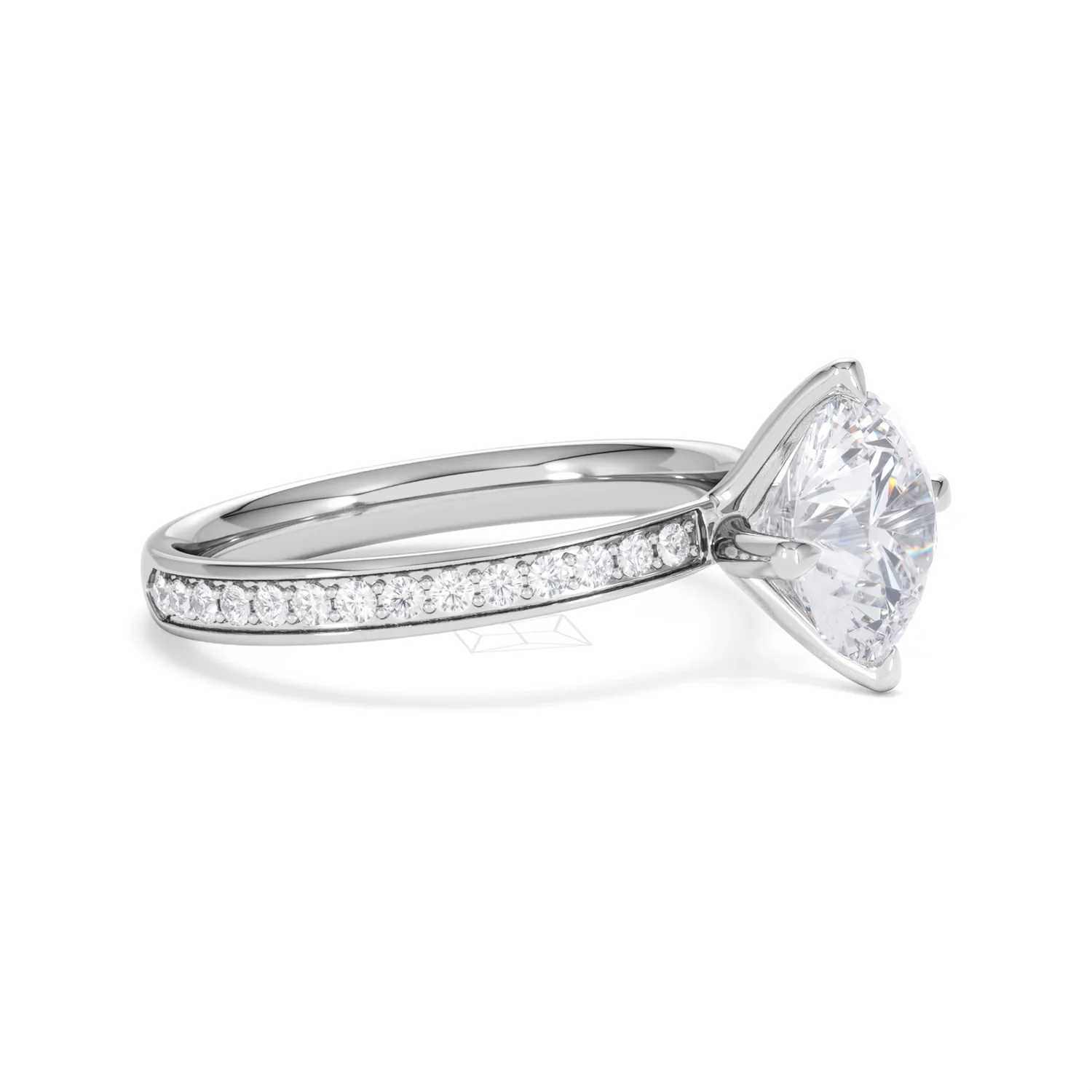 Origin Twist 2.00ct Round Cut Lab Diamond Solitaire Engagement Ring with Side Stones in Platinum - Image 22