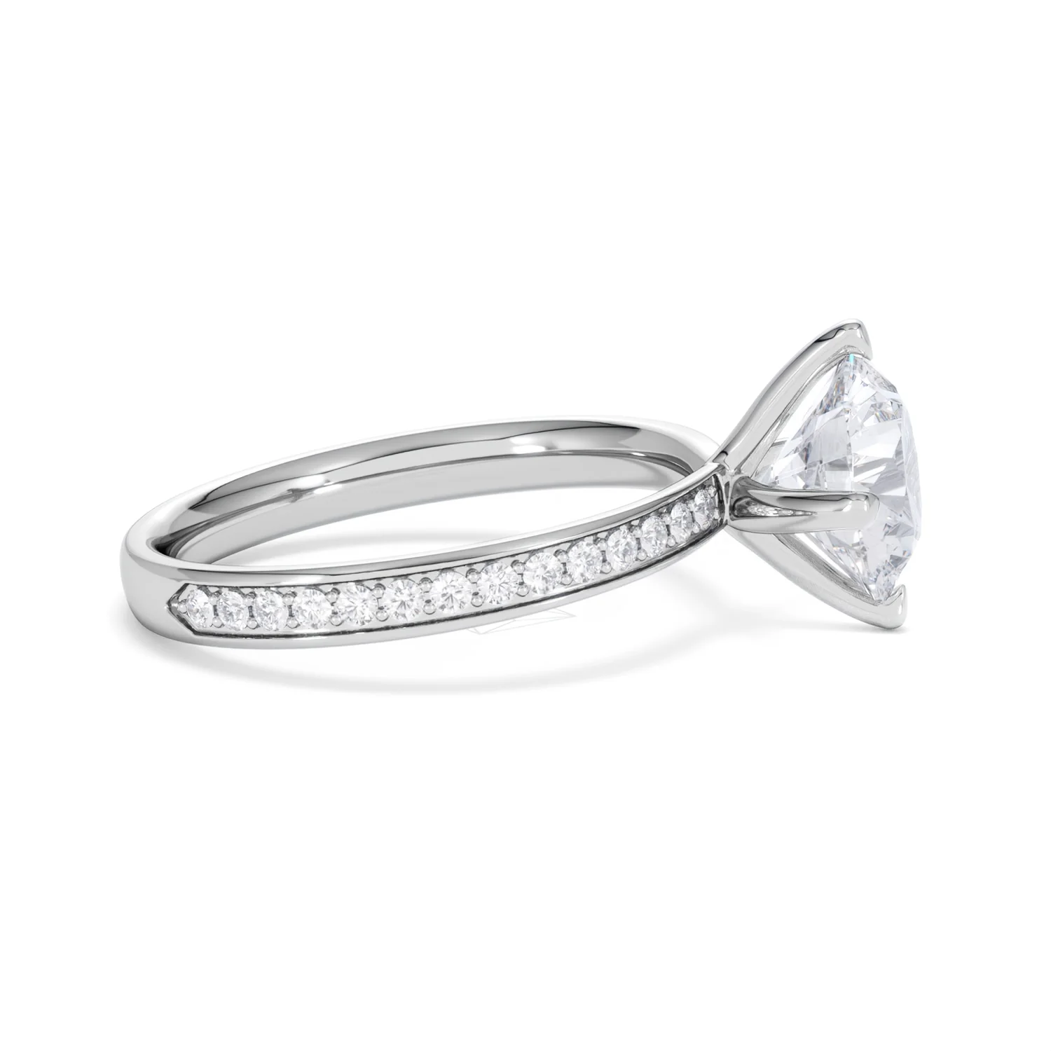 Origin Twist 2.00ct Round Cut Lab Diamond Solitaire Engagement Ring with Side Stones in Platinum - Image 27