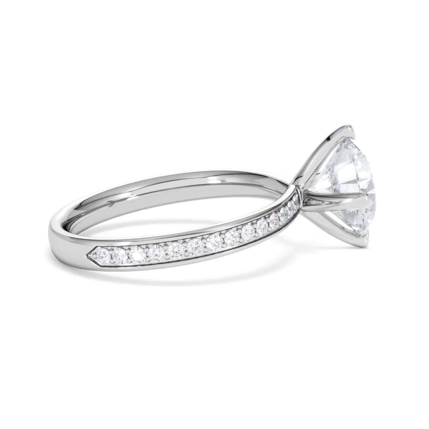 Origin Twist 2.00ct Round Cut Lab Diamond Solitaire Engagement Ring with Side Stones in Platinum - Image 30