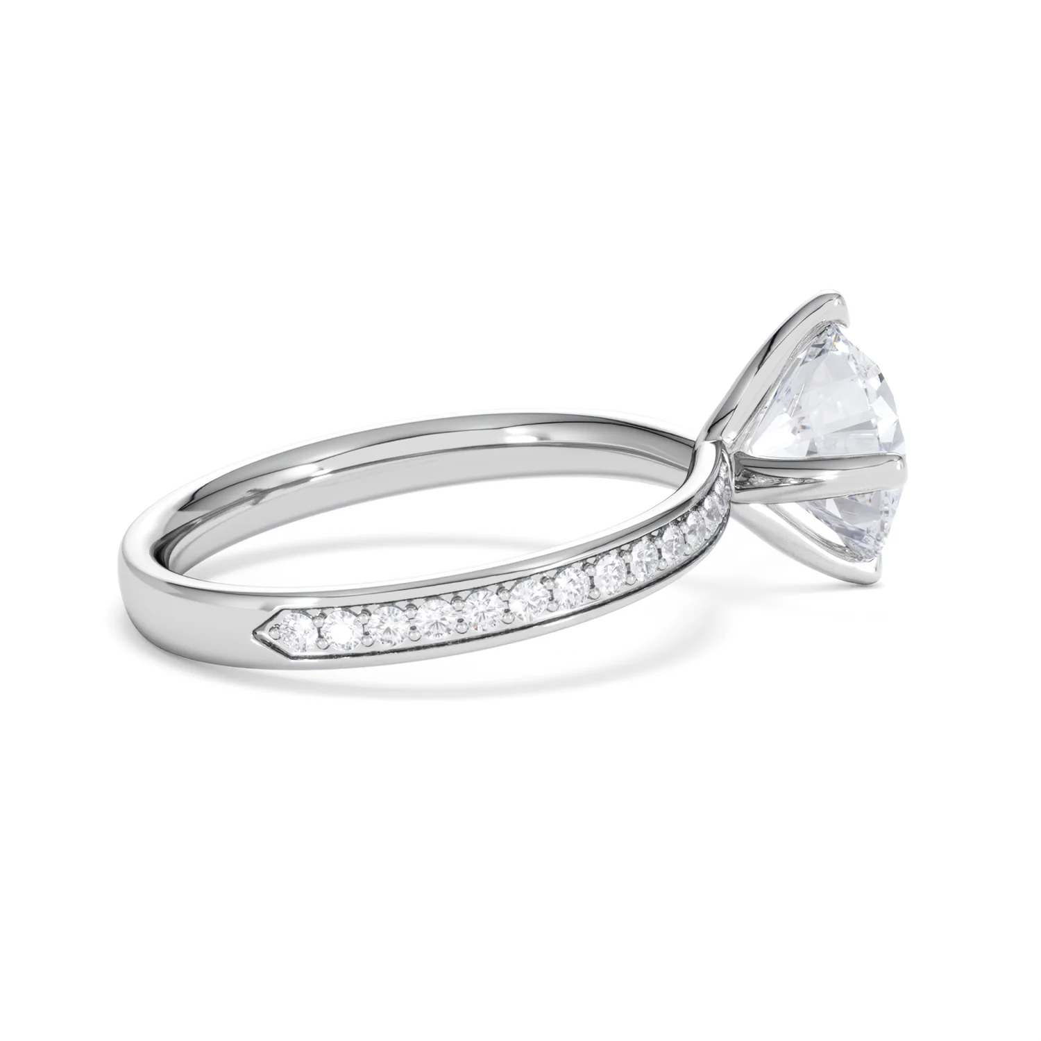 Origin Twist 2.00ct Round Cut Lab Diamond Solitaire Engagement Ring with Side Stones in Platinum - Image 32