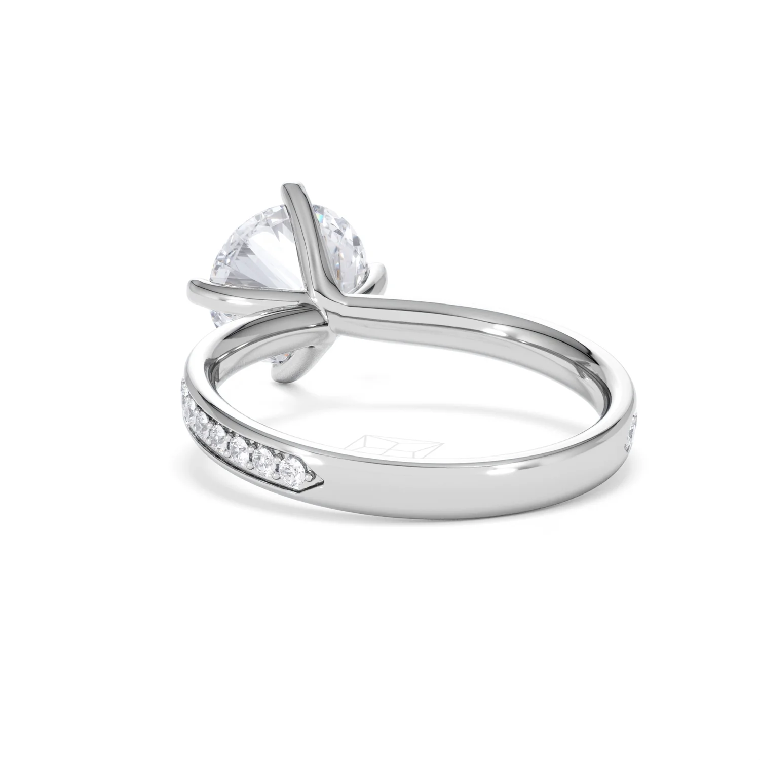 Origin Twist 2.00ct Round Cut Lab Diamond Solitaire Engagement Ring with Side Stones in Platinum - Image 54