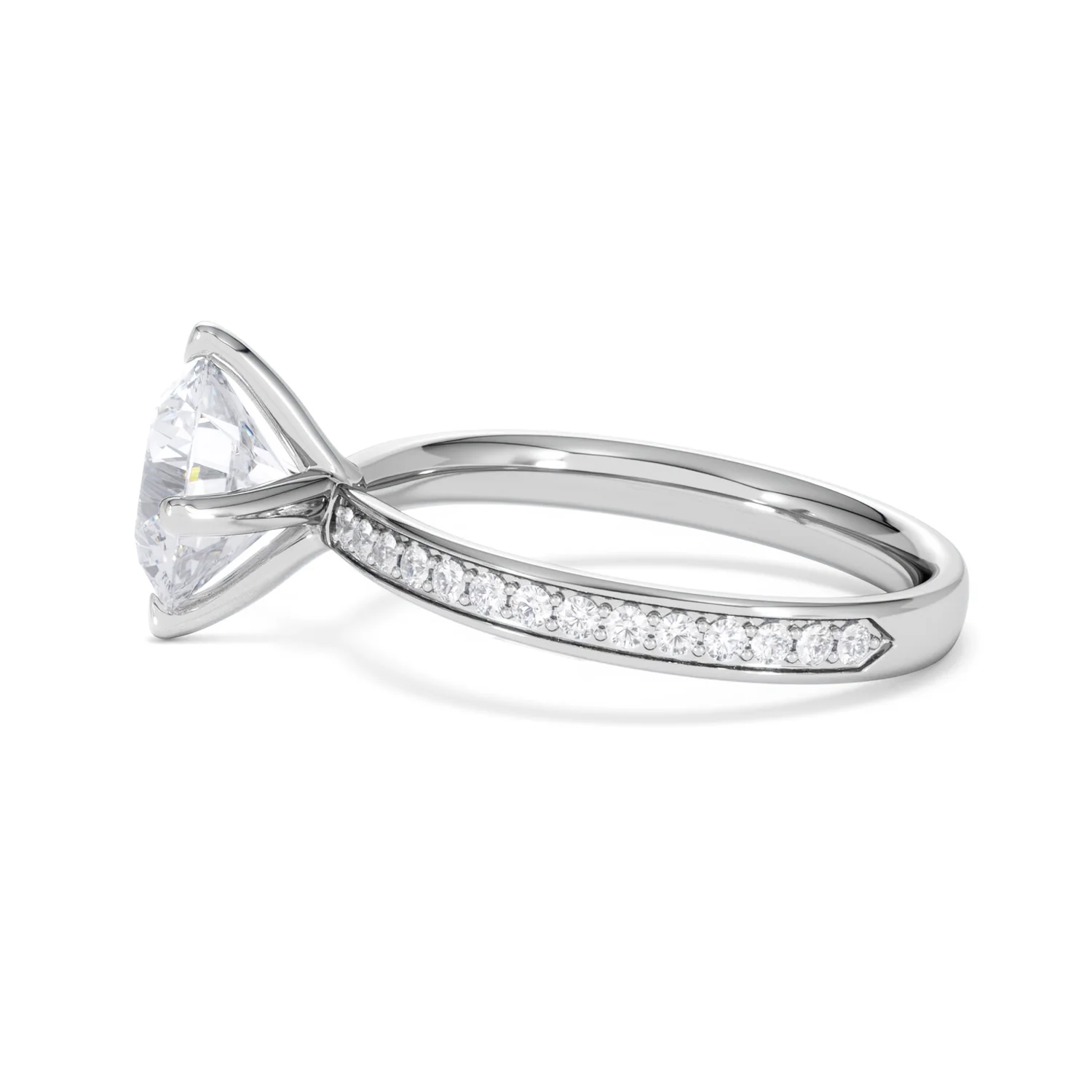 Origin Twist 2.00ct Round Cut Lab Diamond Solitaire Engagement Ring with Side Stones in Platinum - Image 69