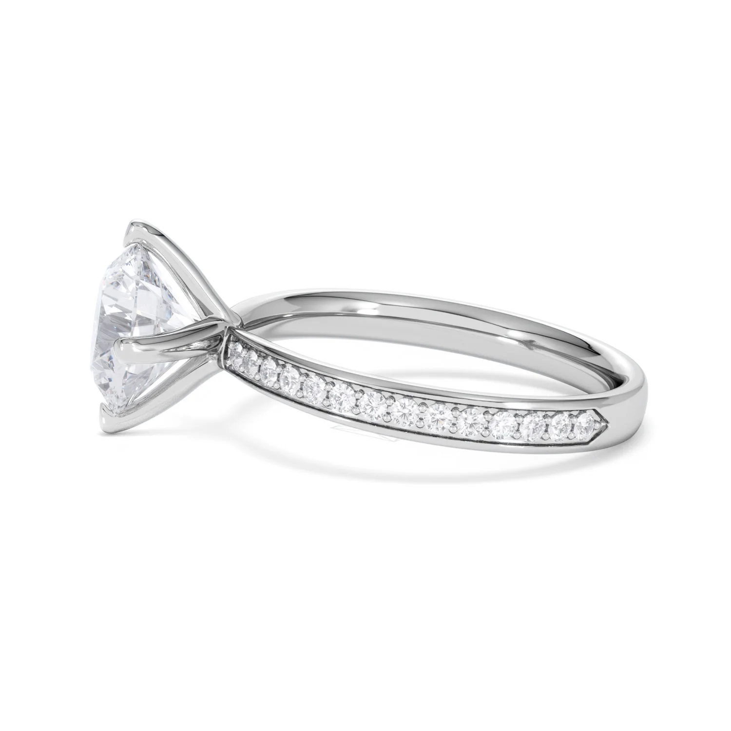 Origin Twist 2.00ct Round Cut Lab Diamond Solitaire Engagement Ring with Side Stones in Platinum - Image 70