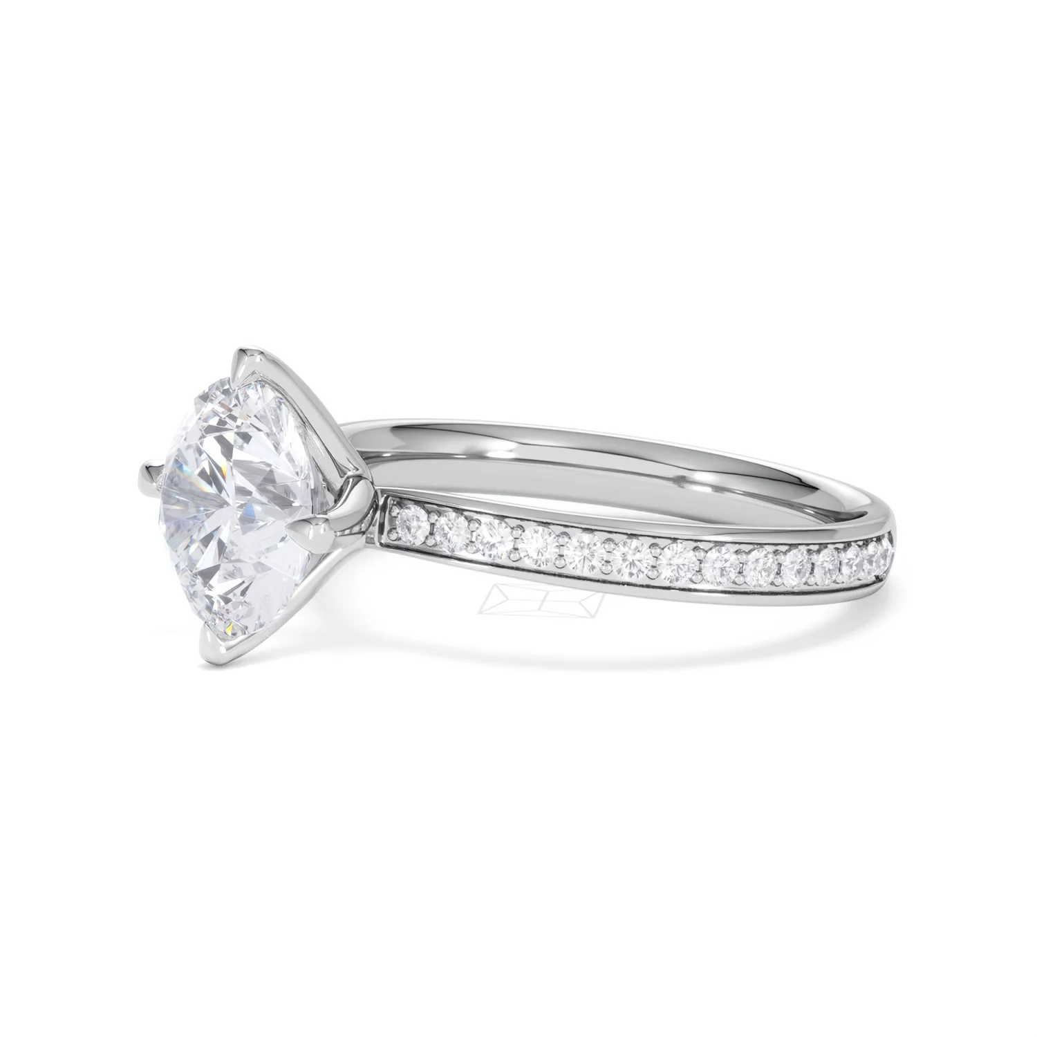 Origin Twist 2.00ct Round Cut Lab Diamond Solitaire Engagement Ring with Side Stones in Platinum - Image 77