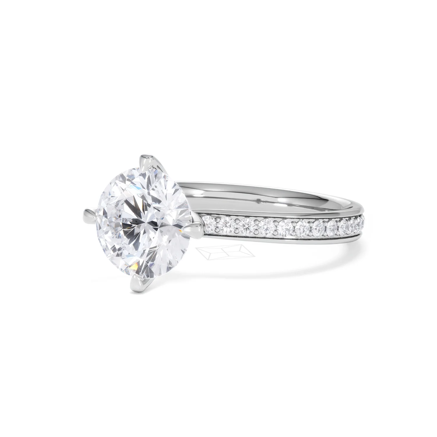 Origin Twist 2.00ct Round Cut Lab Diamond Solitaire Engagement Ring with Side Stones in Platinum - Image 82