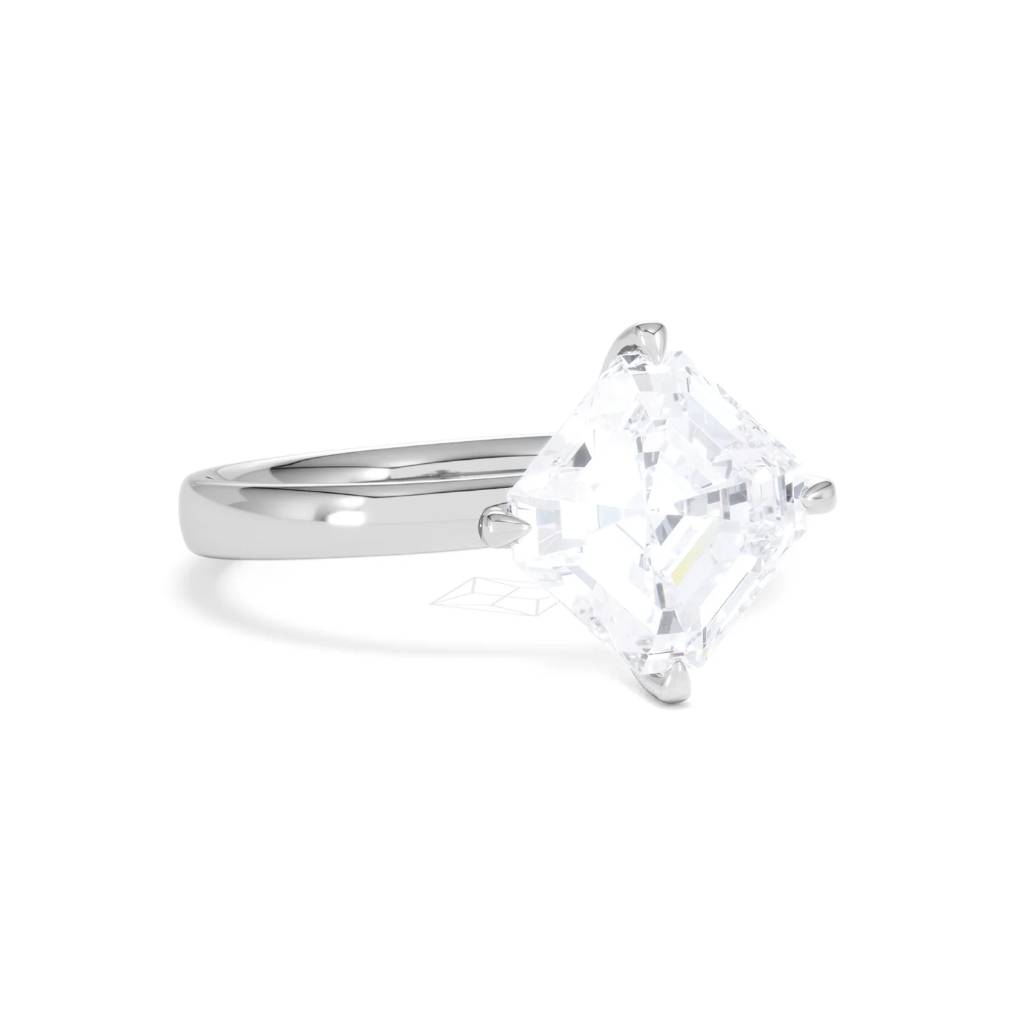 Origin Twist 3.00ct Asscher Cut Lab Diamond Solitaire Engagement Ring in 18K White Gold - Image 12