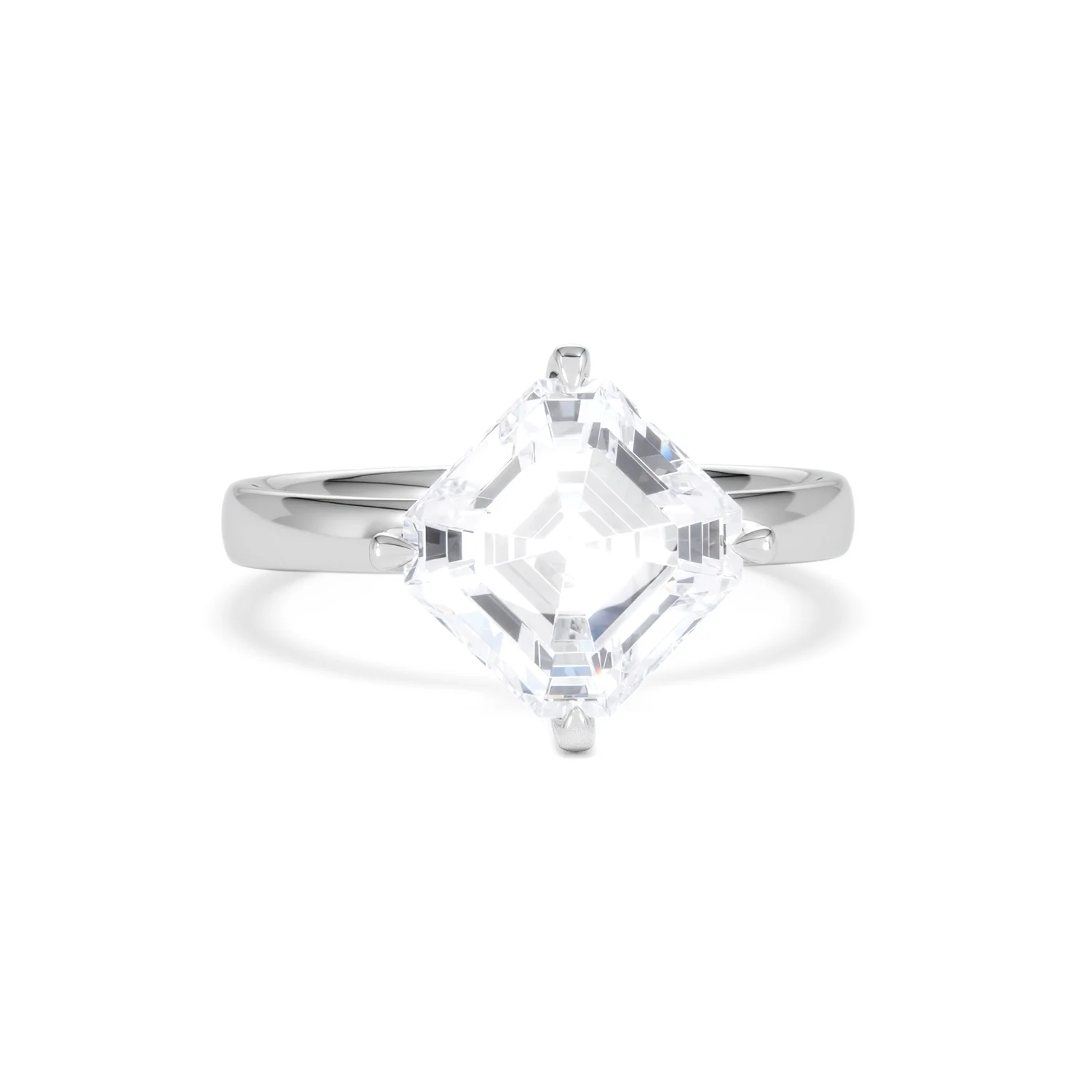 Origin Twist 3.00ct Asscher Cut Lab Diamond Solitaire Engagement Ring in 18K White Gold - Image 8
