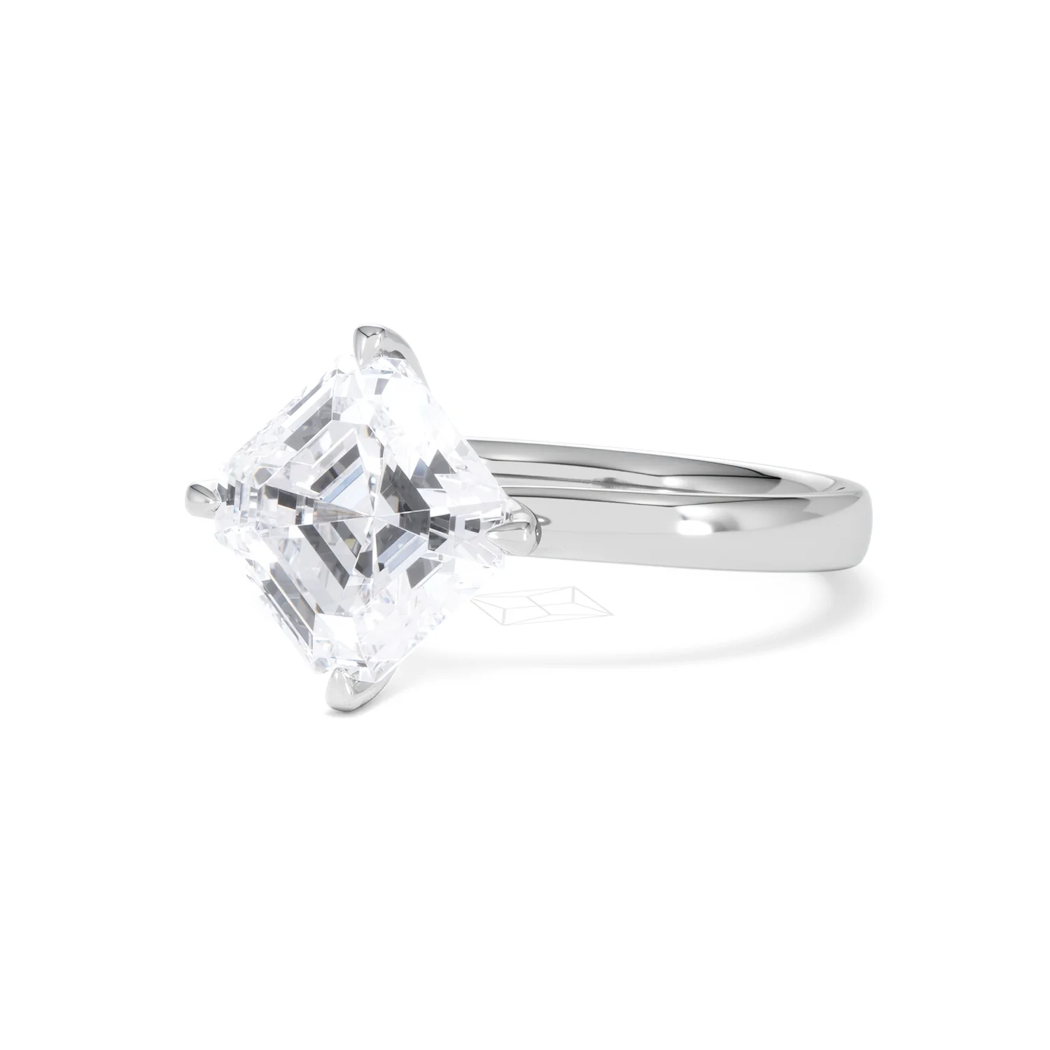 Origin Twist 3.00ct Asscher Cut Lab Diamond Solitaire Engagement Ring in 18K White Gold - Image 81
