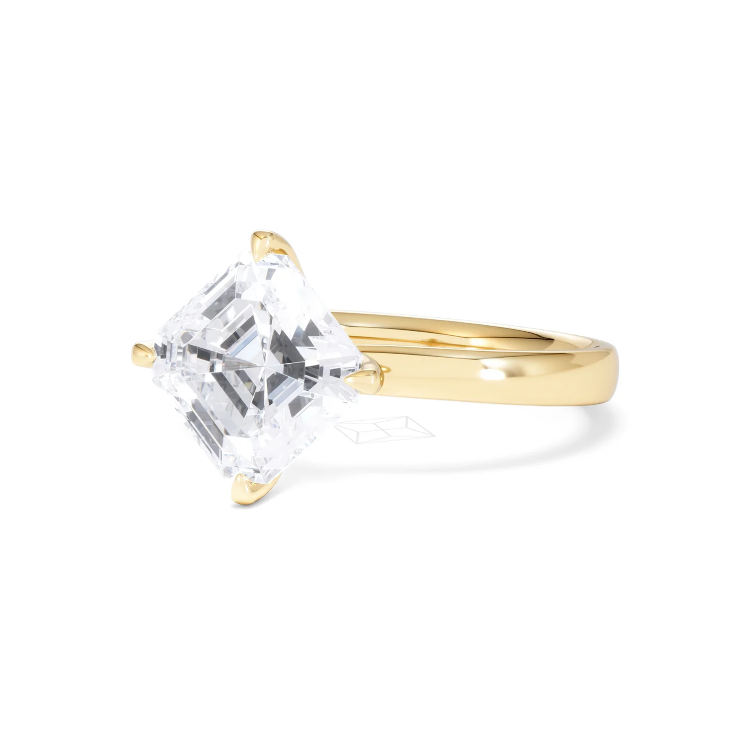 Origin Twist 3.00ct Asscher Cut Lab Diamond Solitaire Engagement Ring in 18K Yellow Gold - Image 81