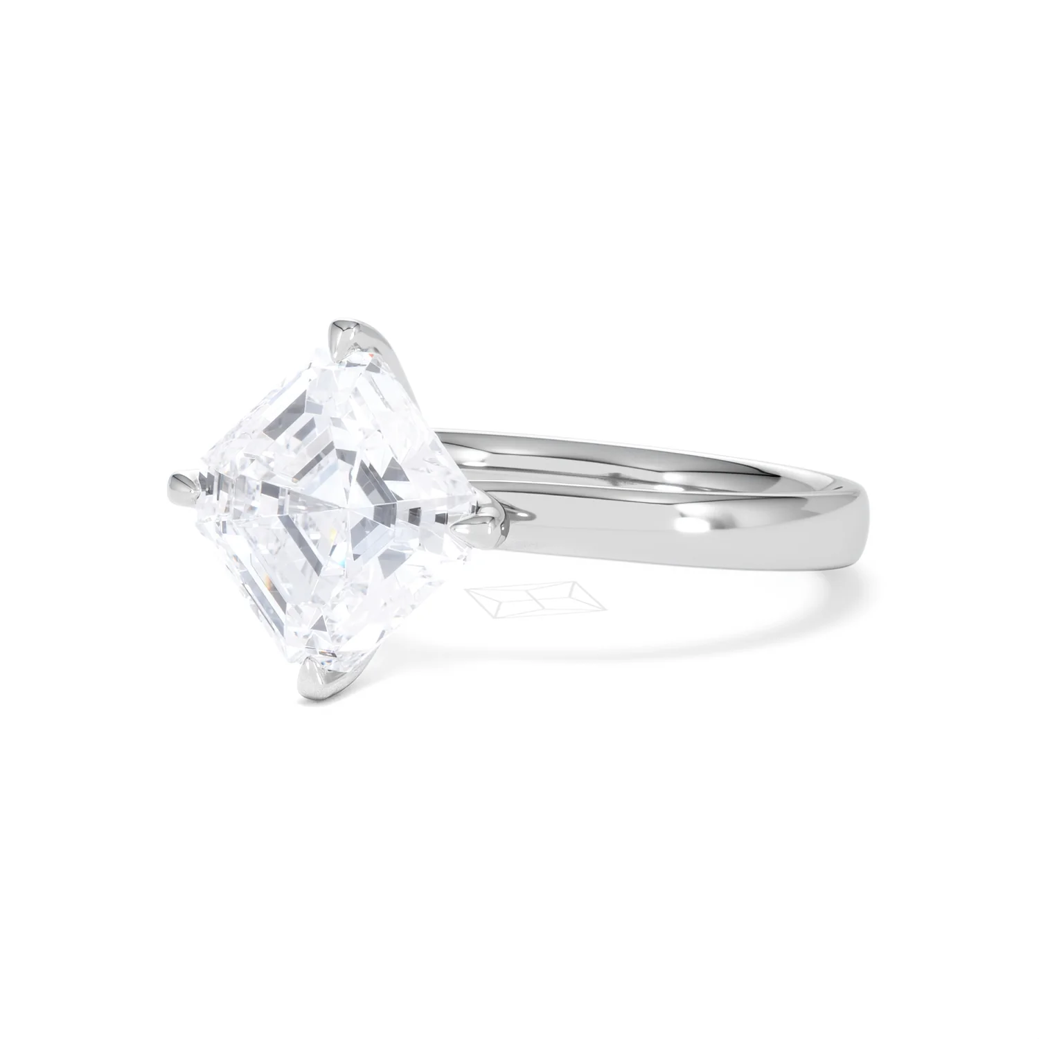 Origin Twist 3.00ct Asscher Cut Lab Diamond Solitaire Engagement Ring in Platinum - Image 80