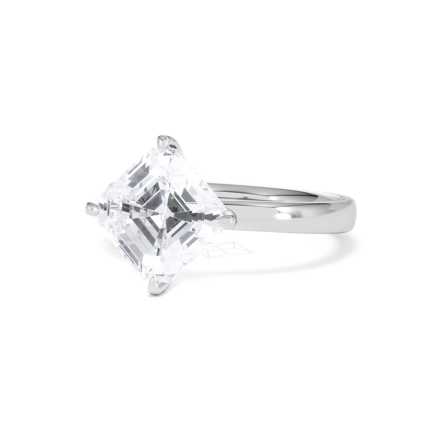 Origin Twist 3.00ct Asscher Cut Lab Diamond Solitaire Engagement Ring in Platinum - Image 82