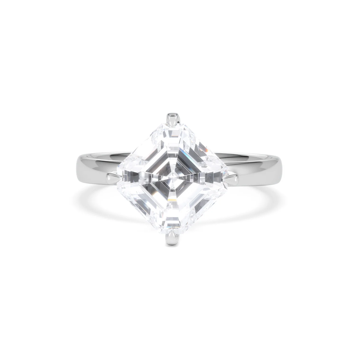 Origin Twist 3.00ct Asscher Cut Lab Diamond Solitaire Engagement Ring in Platinum - Image 86