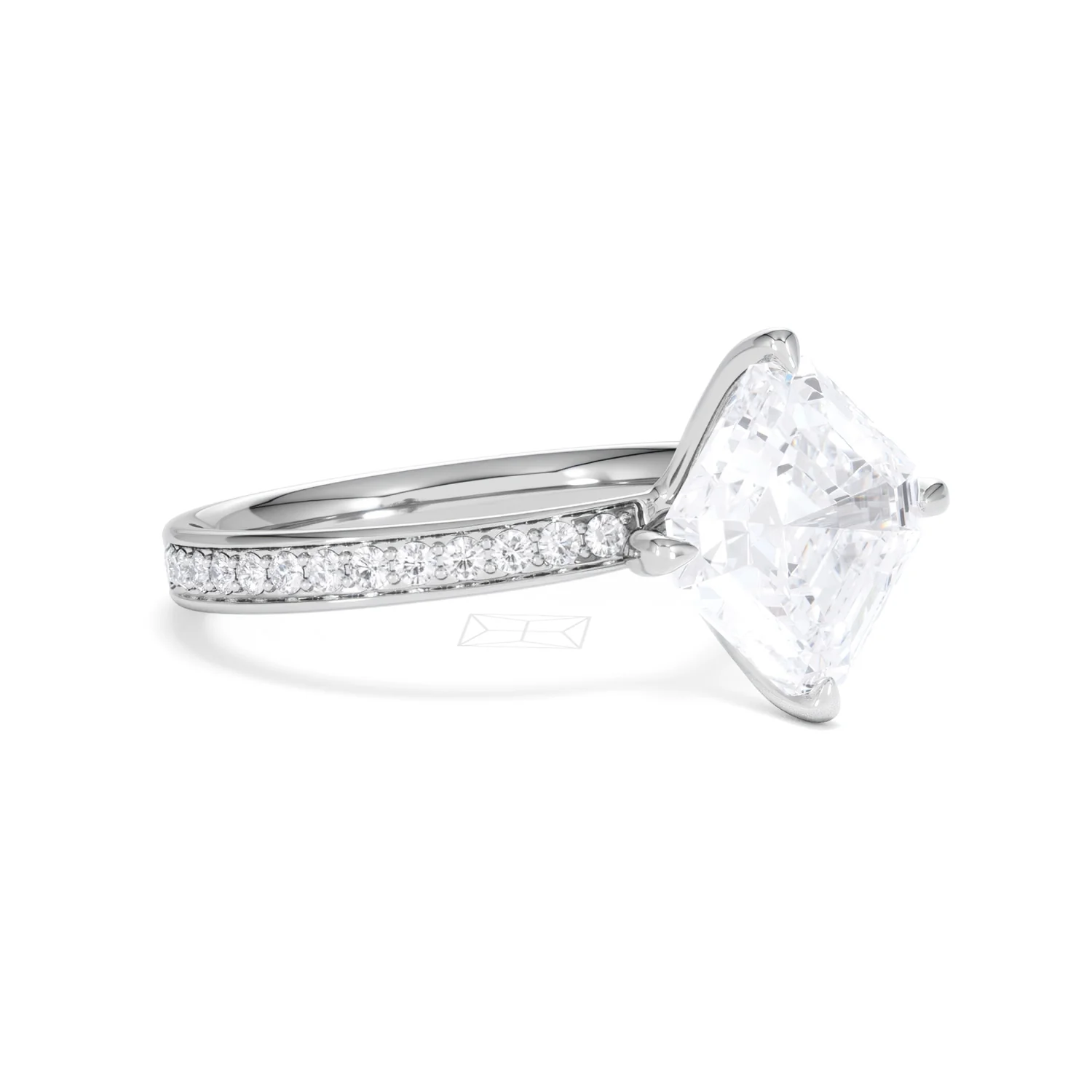 Origin Twist 3.00ct Asscher Cut Lab Diamond Solitaire Engagement Ring with Side Stones in 18K White Gold - Image 16