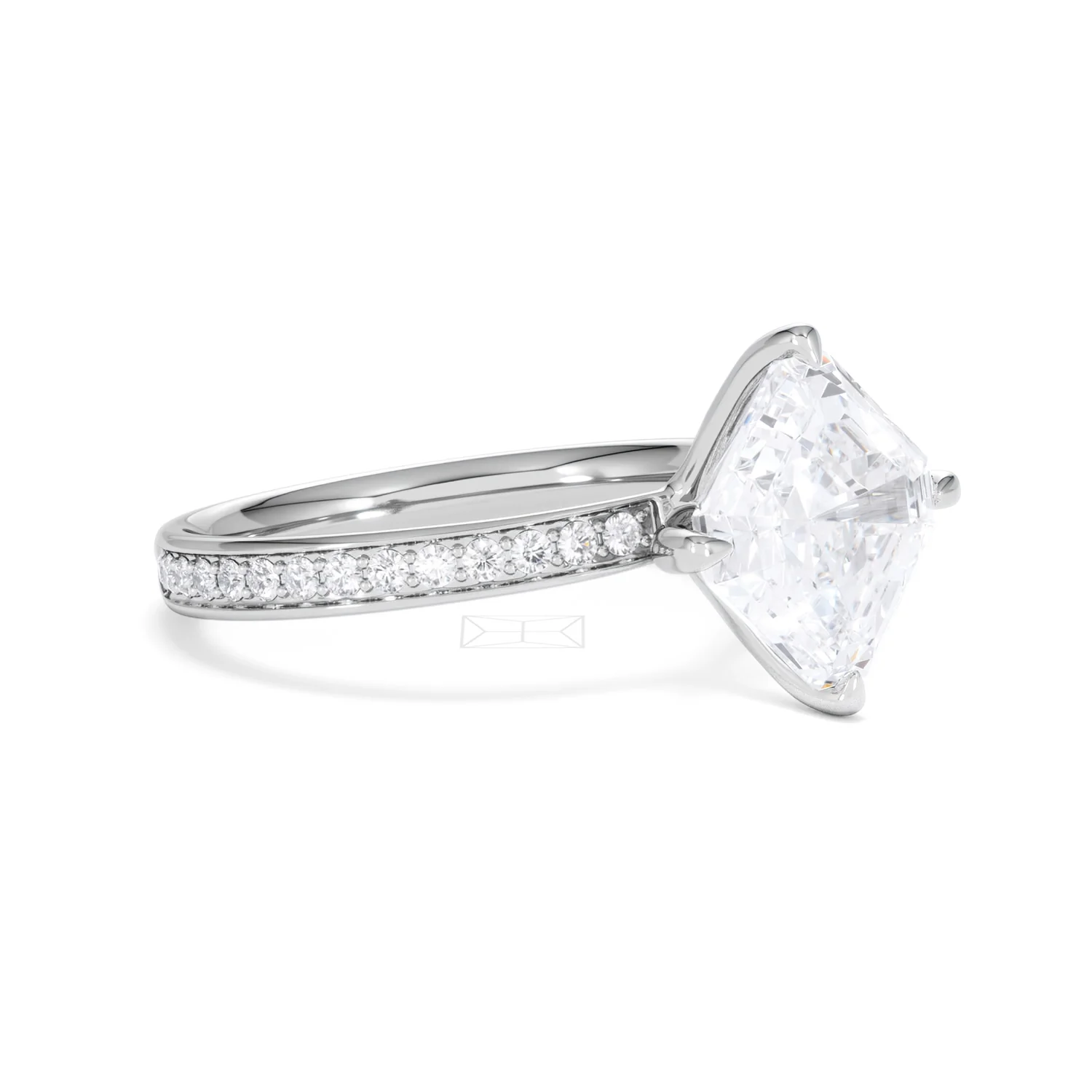 Origin Twist 3.00ct Asscher Cut Lab Diamond Solitaire Engagement Ring with Side Stones in 18K White Gold - Image 17