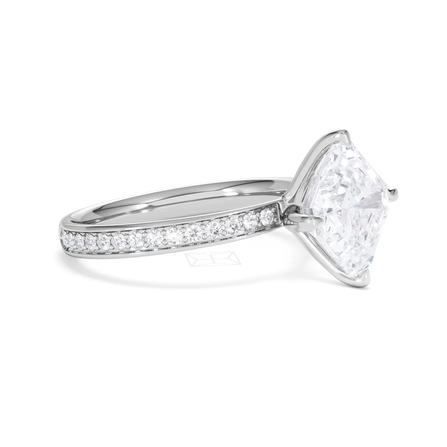 Origin Twist 3.00ct Asscher Cut Lab Diamond Solitaire Engagement Ring with Side Stones in 18K White Gold - Image 19