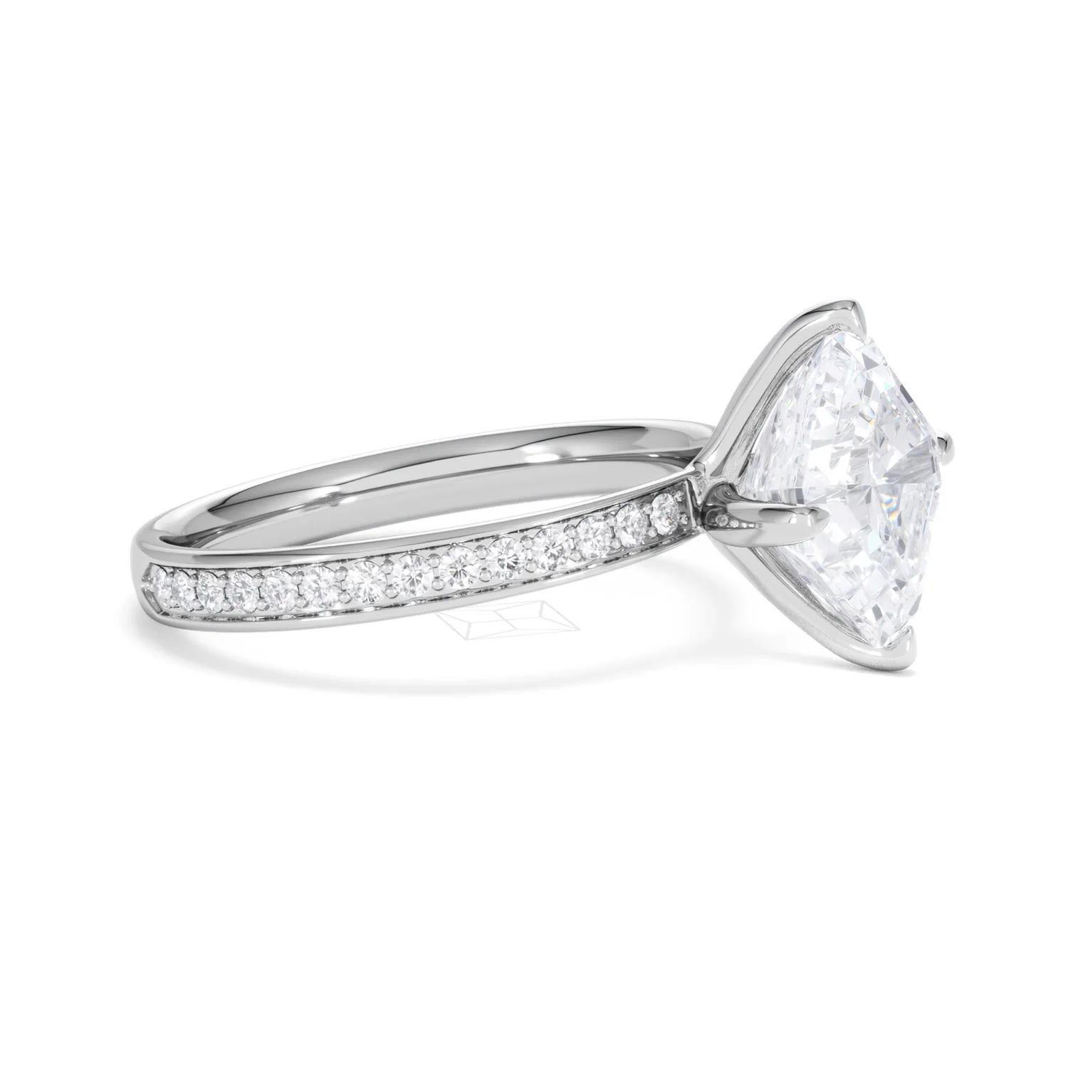 Origin Twist 3.00ct Asscher Cut Lab Diamond Solitaire Engagement Ring with Side Stones in 18K White Gold - Image 21