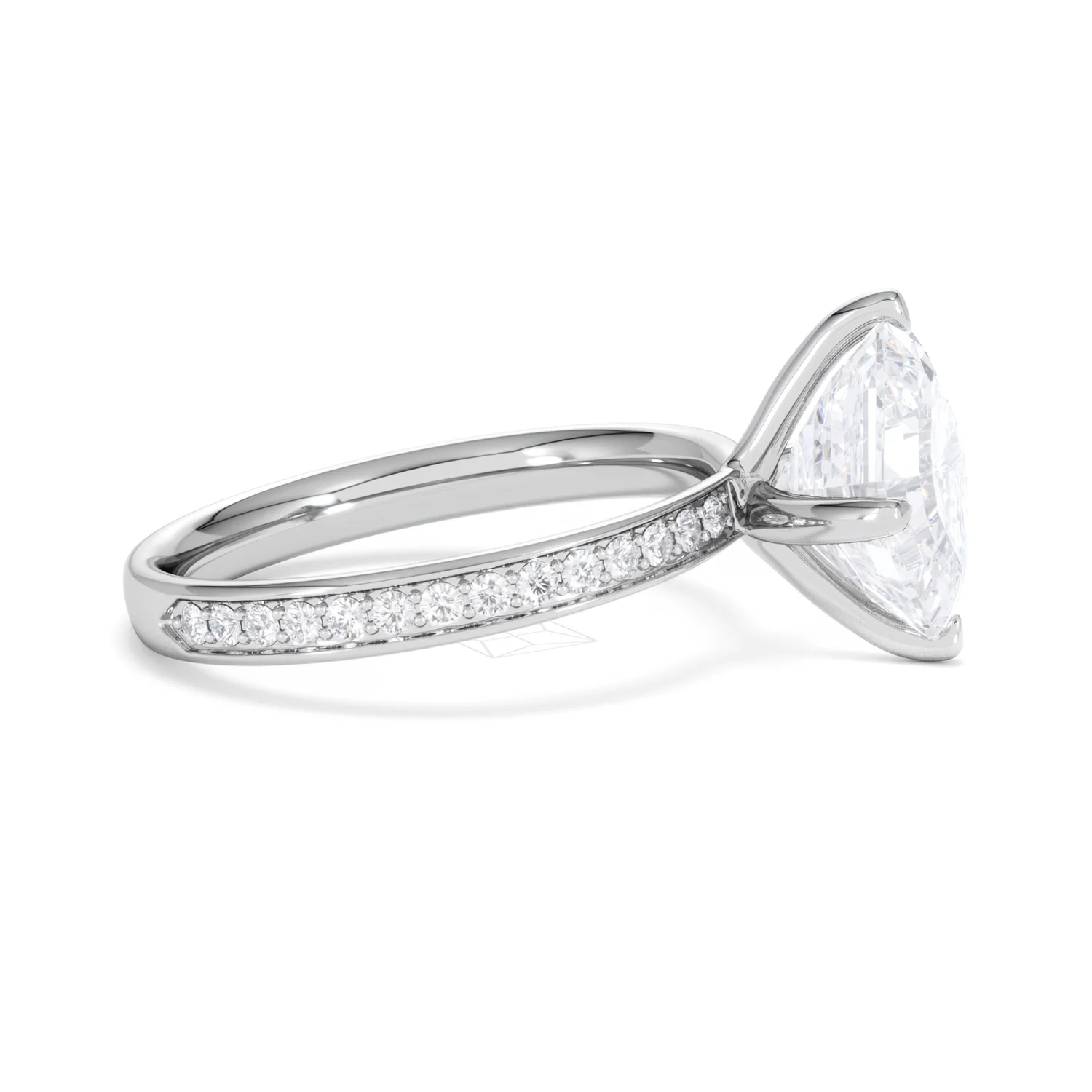 Origin Twist 3.00ct Asscher Cut Lab Diamond Solitaire Engagement Ring with Side Stones in 18K White Gold - Image 24