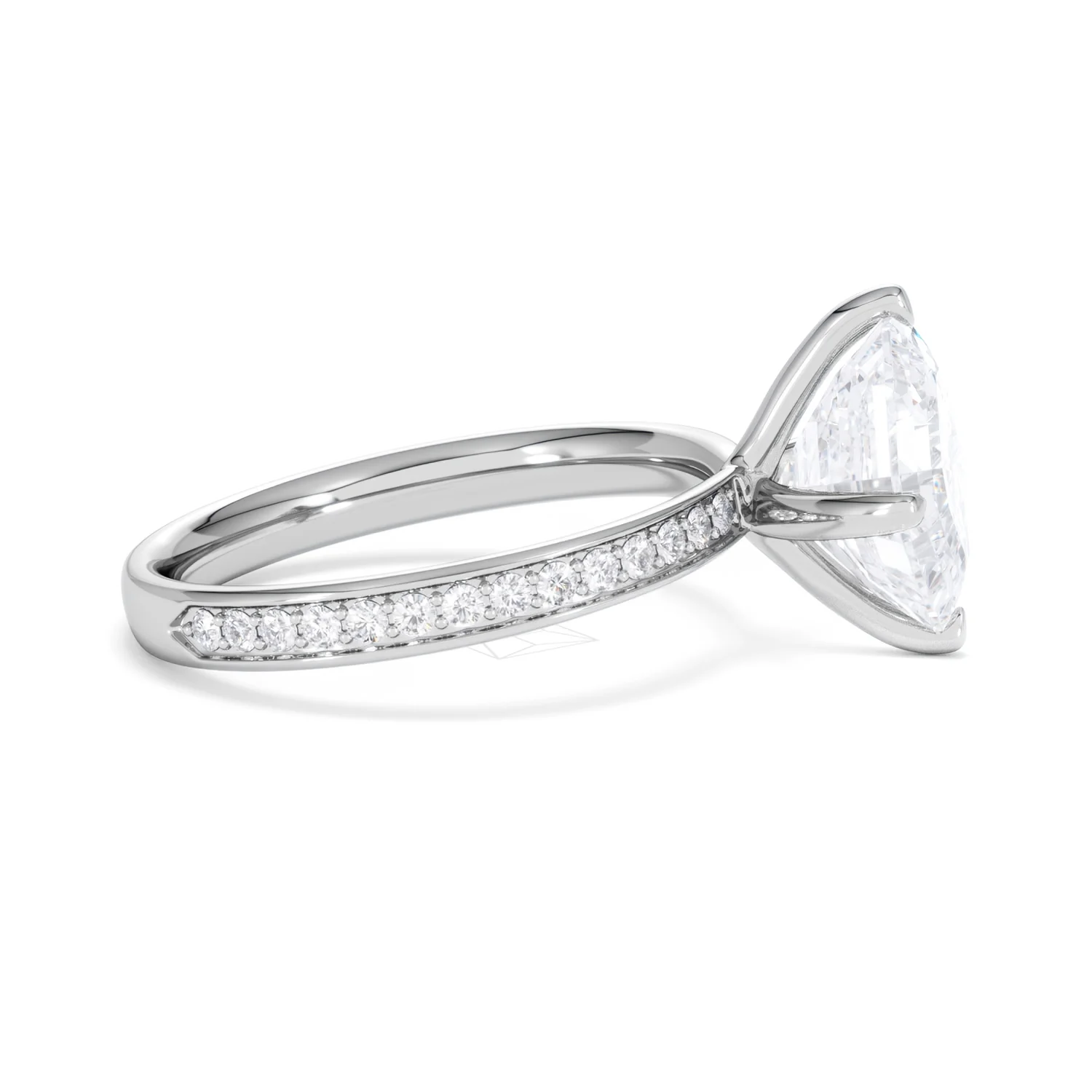 Origin Twist 3.00ct Asscher Cut Lab Diamond Solitaire Engagement Ring with Side Stones in 18K White Gold - Image 25