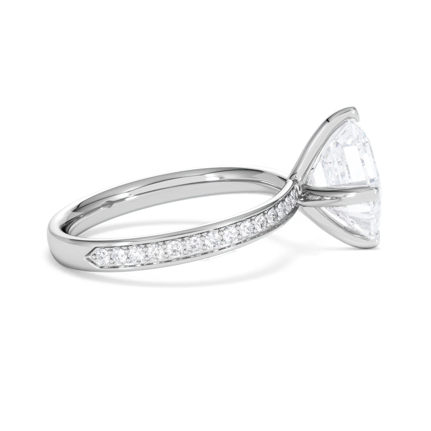 Origin Twist 3.00ct Asscher Cut Lab Diamond Solitaire Engagement Ring with Side Stones in 18K White Gold - Image 28