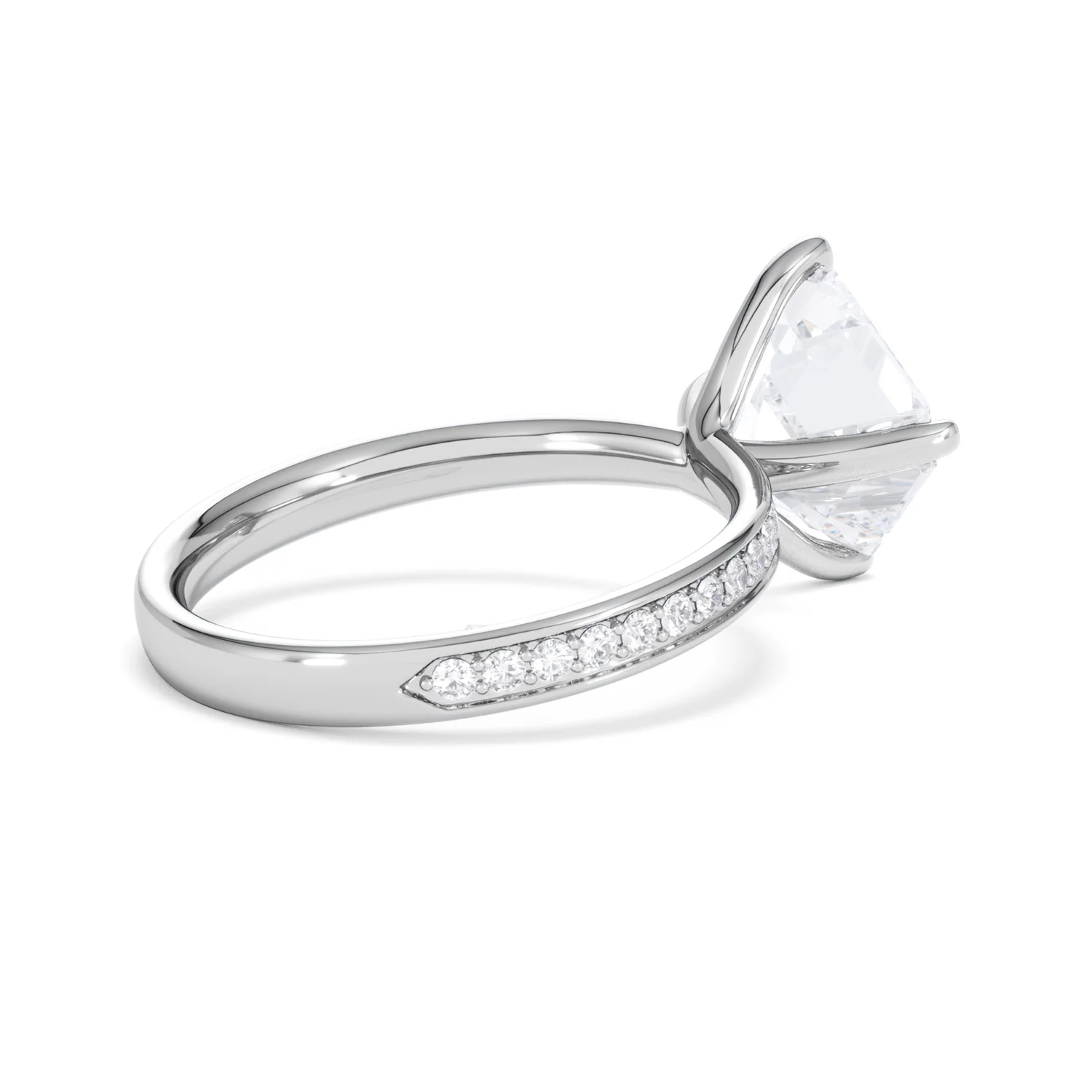Origin Twist 3.00ct Asscher Cut Lab Diamond Solitaire Engagement Ring with Side Stones in 18K White Gold - Image 35