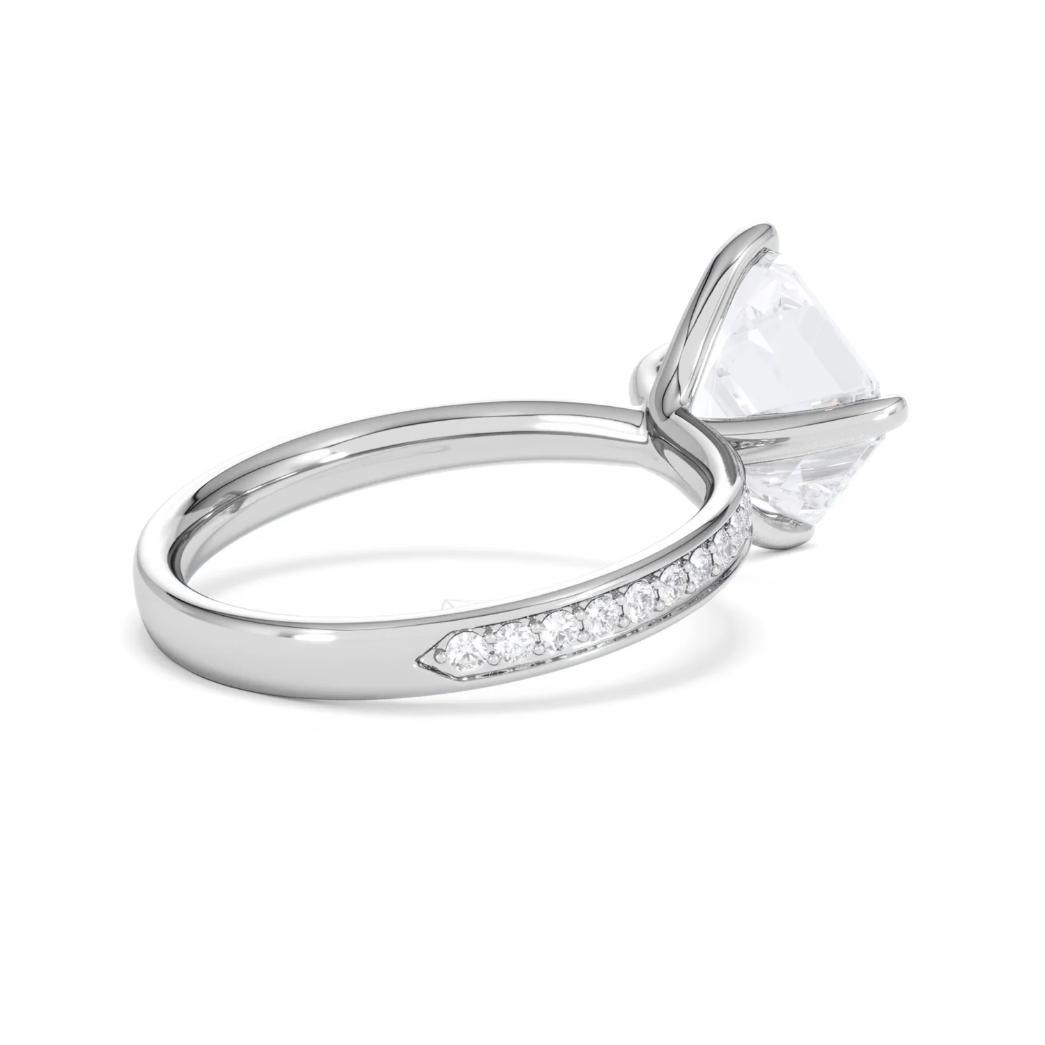 Origin Twist 3.00ct Asscher Cut Lab Diamond Solitaire Engagement Ring with Side Stones in 18K White Gold - Image 36