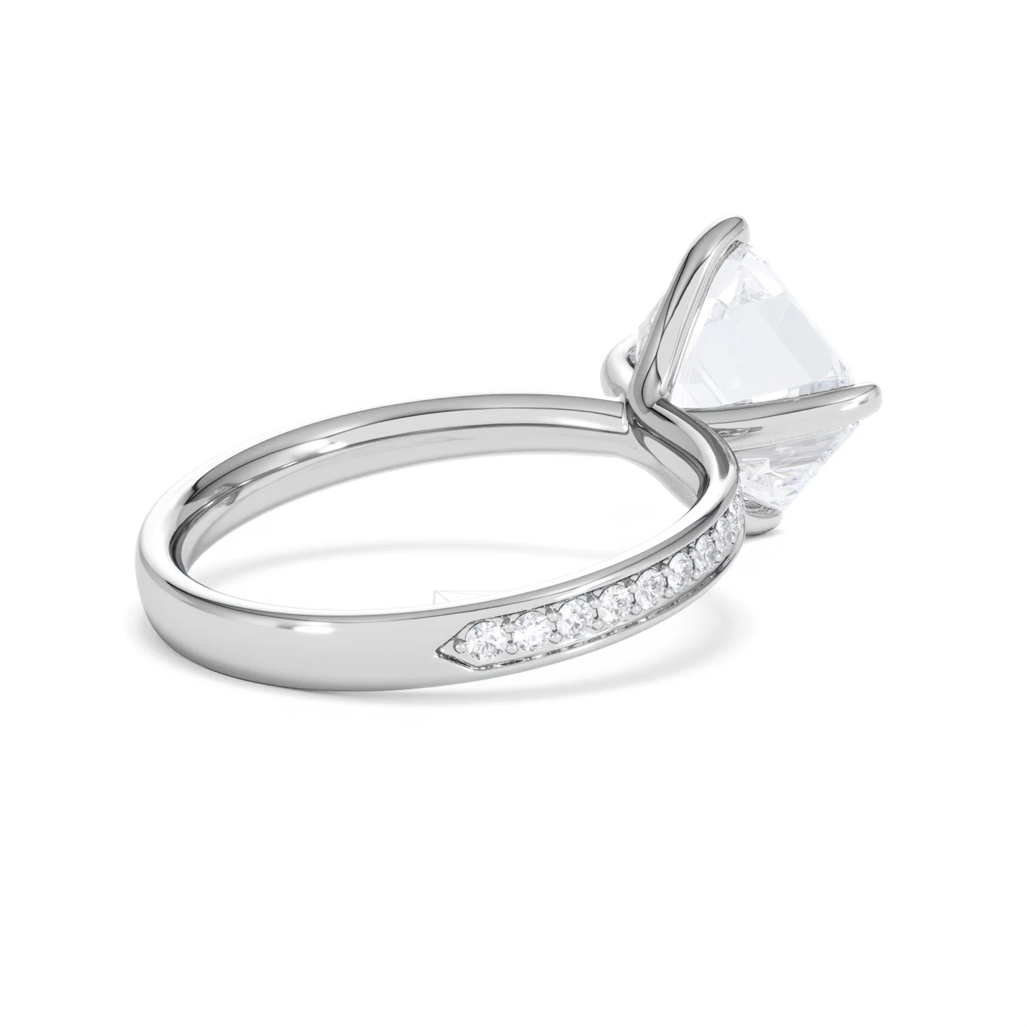 Origin Twist 3.00ct Asscher Cut Lab Diamond Solitaire Engagement Ring with Side Stones in 18K White Gold - Image 37