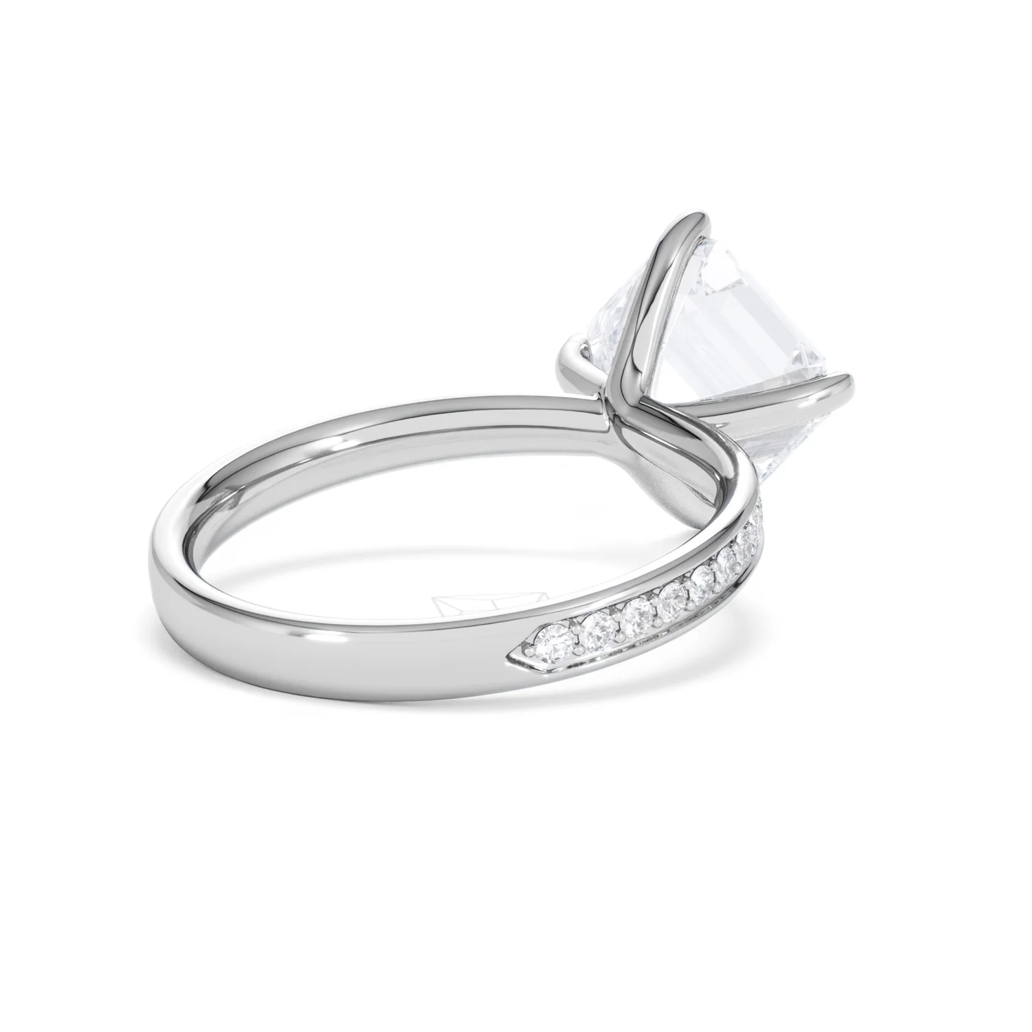 Origin Twist 3.00ct Asscher Cut Lab Diamond Solitaire Engagement Ring with Side Stones in 18K White Gold - Image 39