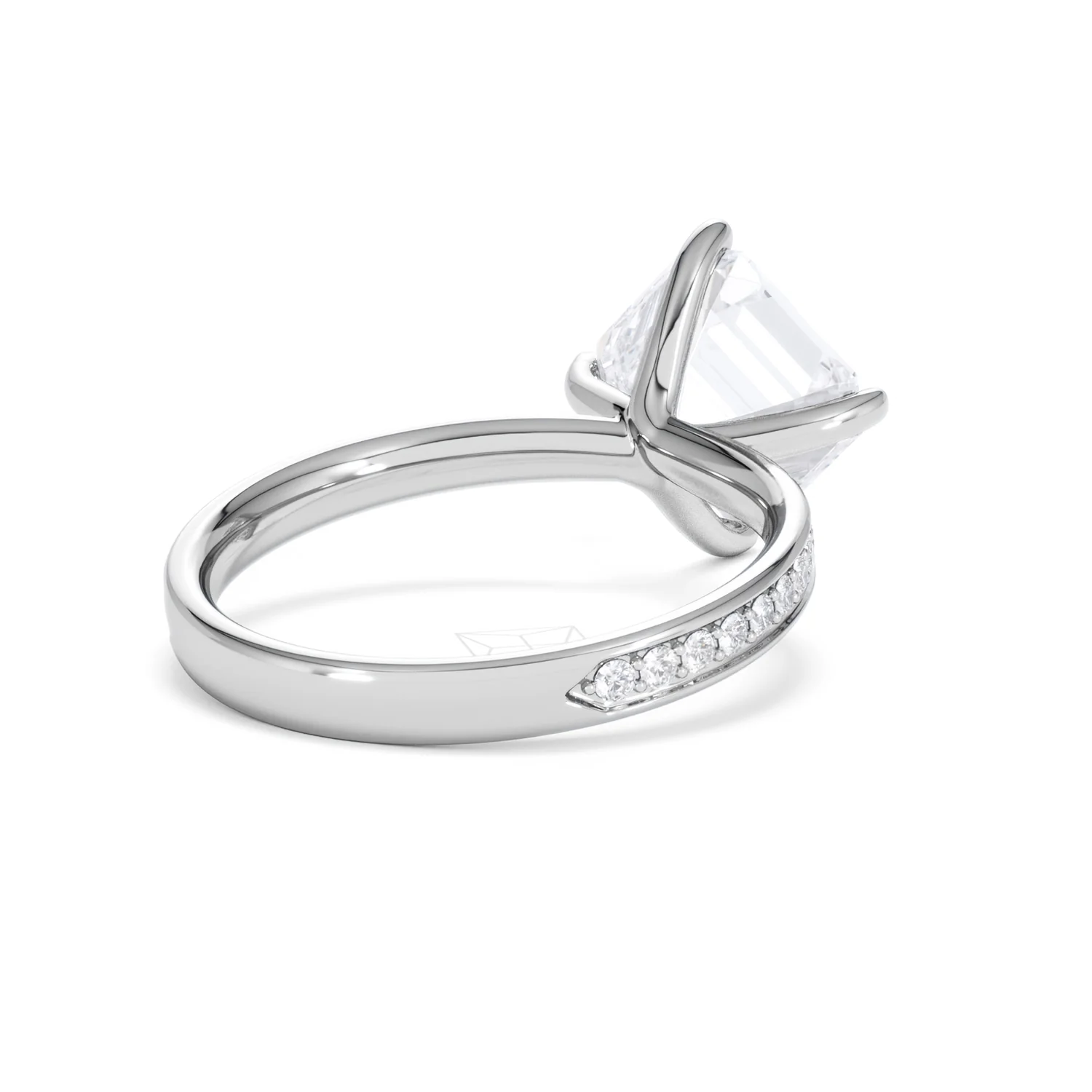 Origin Twist 3.00ct Asscher Cut Lab Diamond Solitaire Engagement Ring with Side Stones in 18K White Gold - Image 40