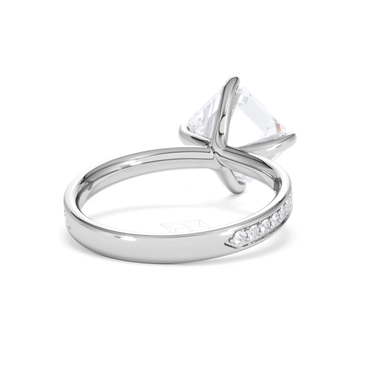 Origin Twist 3.00ct Asscher Cut Lab Diamond Solitaire Engagement Ring with Side Stones in 18K White Gold - Image 42